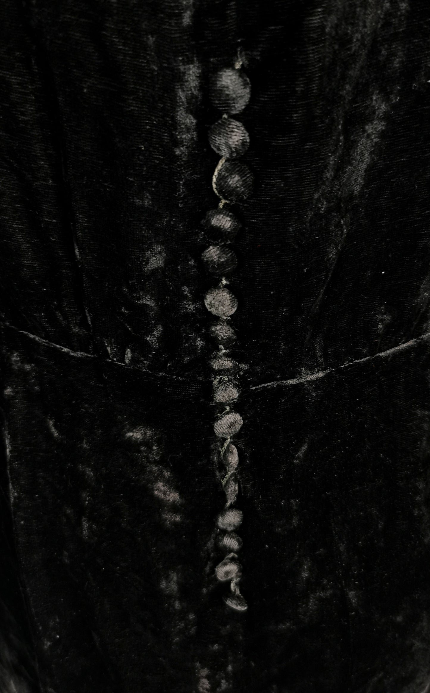 Vintage Art Deco black velvet dress, c1930s