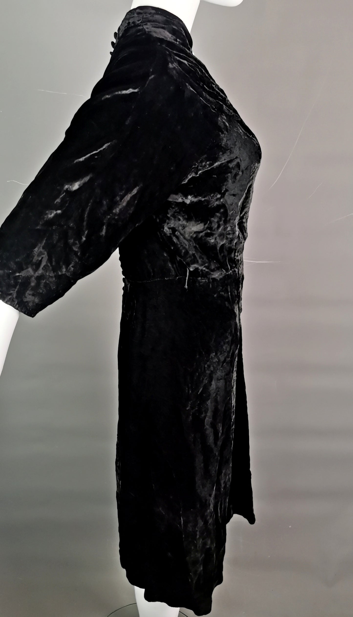 Vintage Art Deco black velvet dress, c1930s