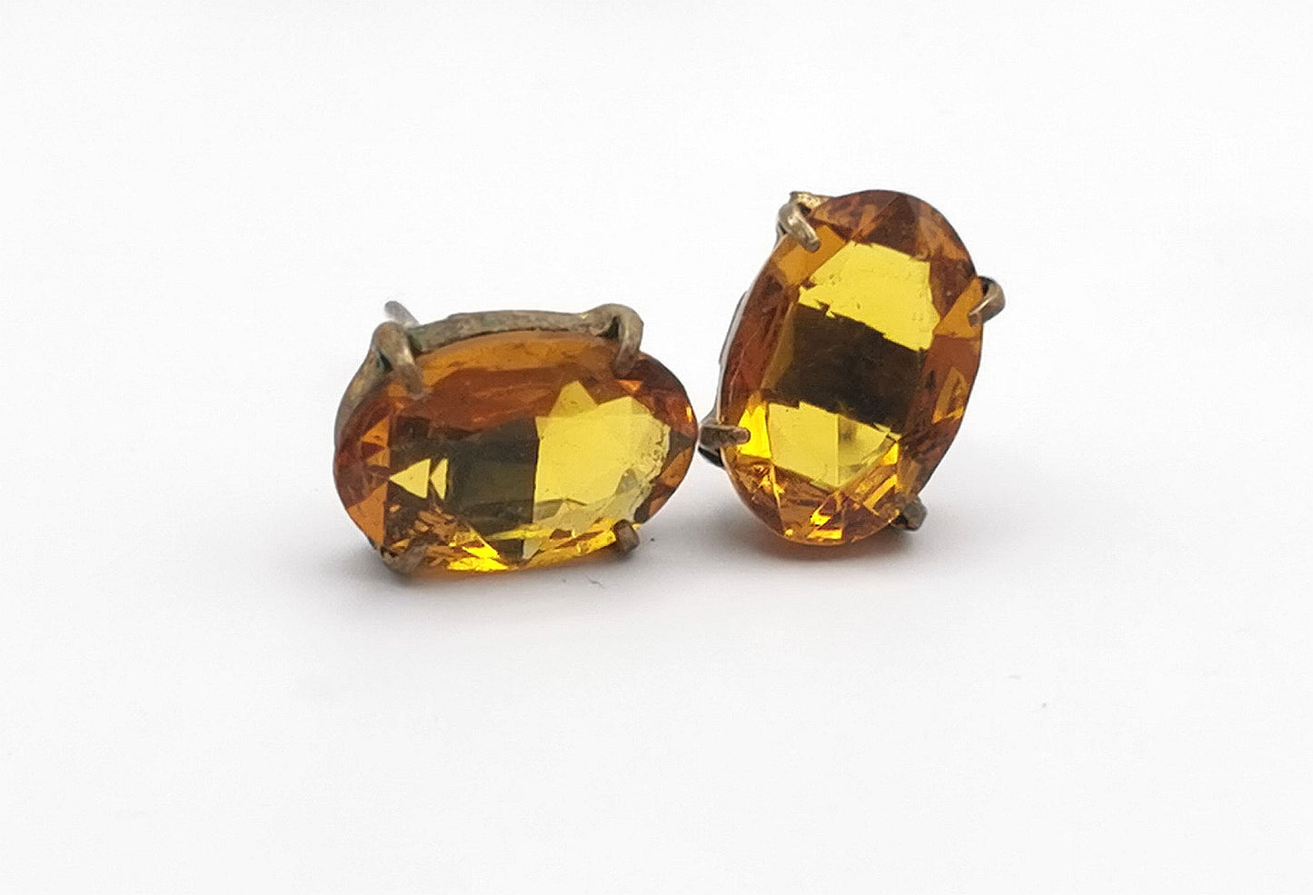 Vintage paste riviere necklace and earrings, Citrine yellow, demi parure