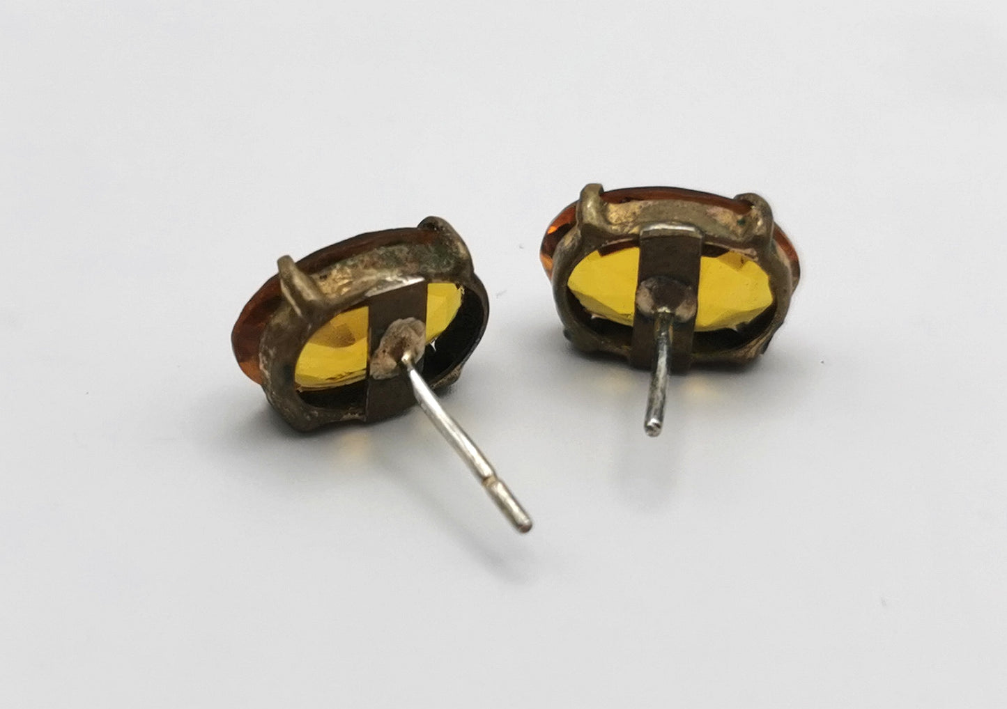 Vintage paste riviere necklace and earrings, Citrine yellow, demi parure