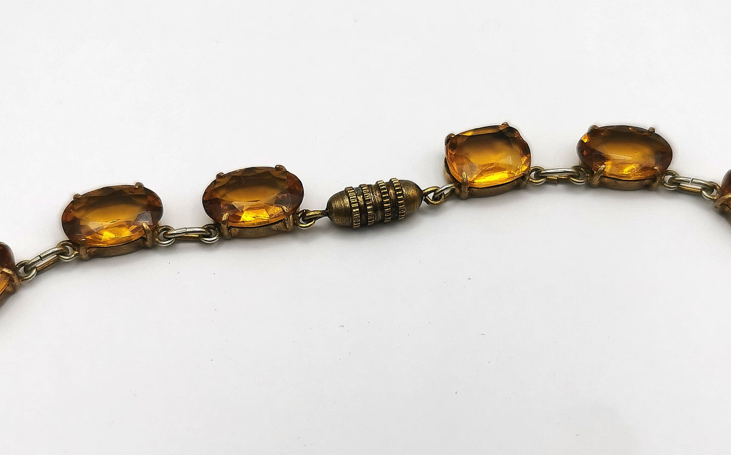 Vintage paste riviere necklace and earrings, Citrine yellow, demi parure