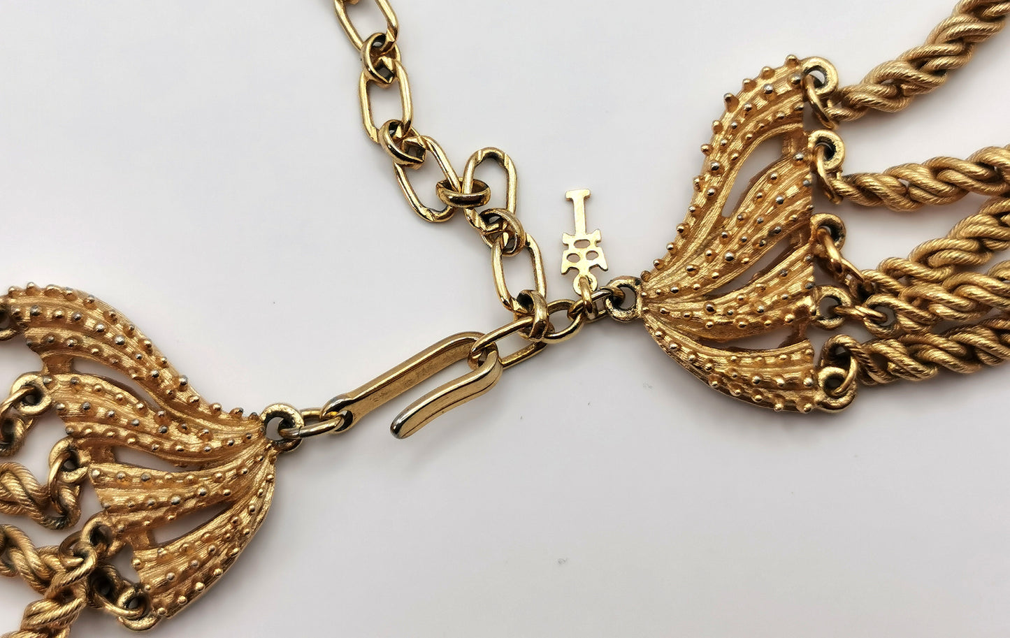 Vintage Trifari multi chain necklace, gold tone