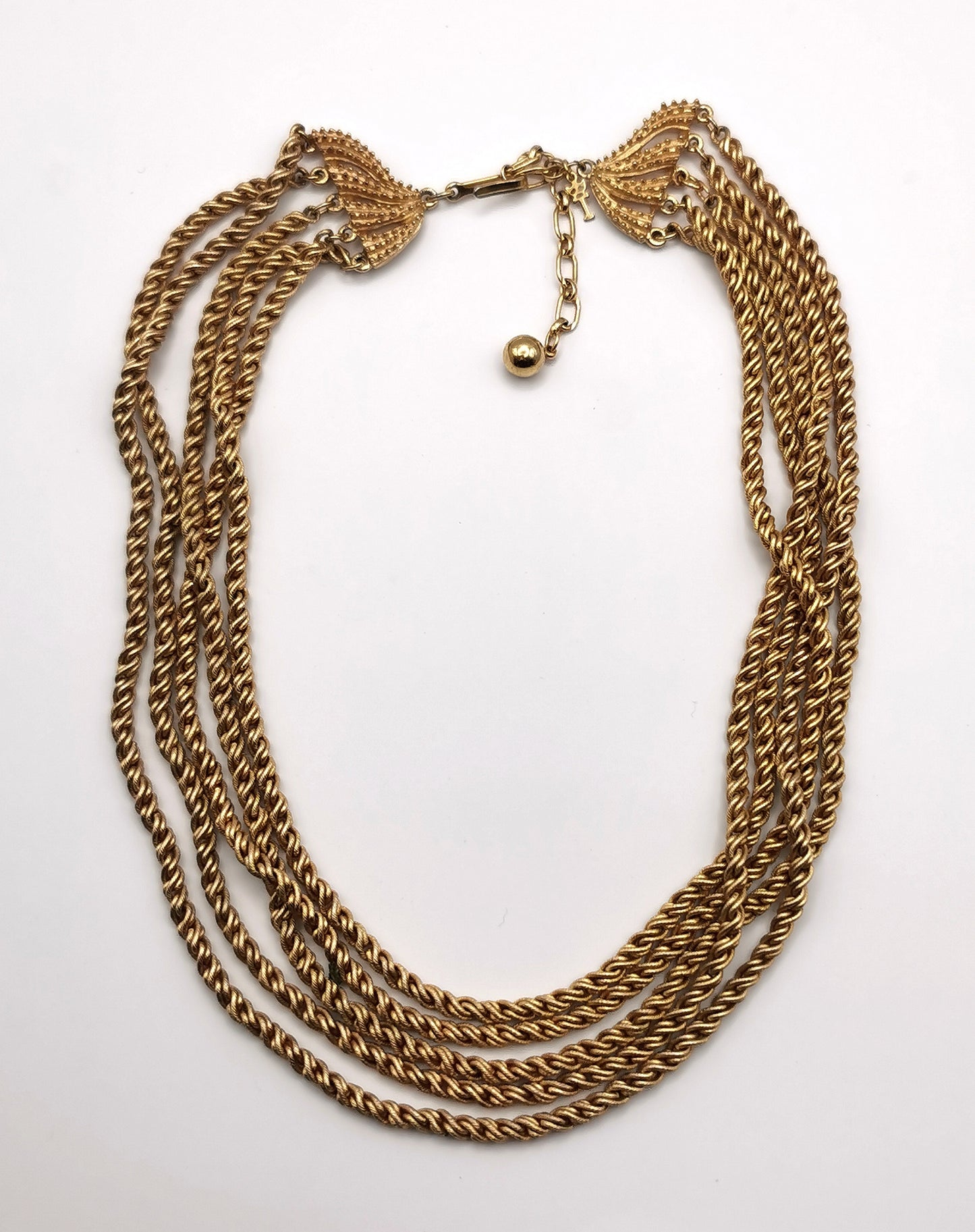 Vintage Trifari multi chain necklace, gold tone