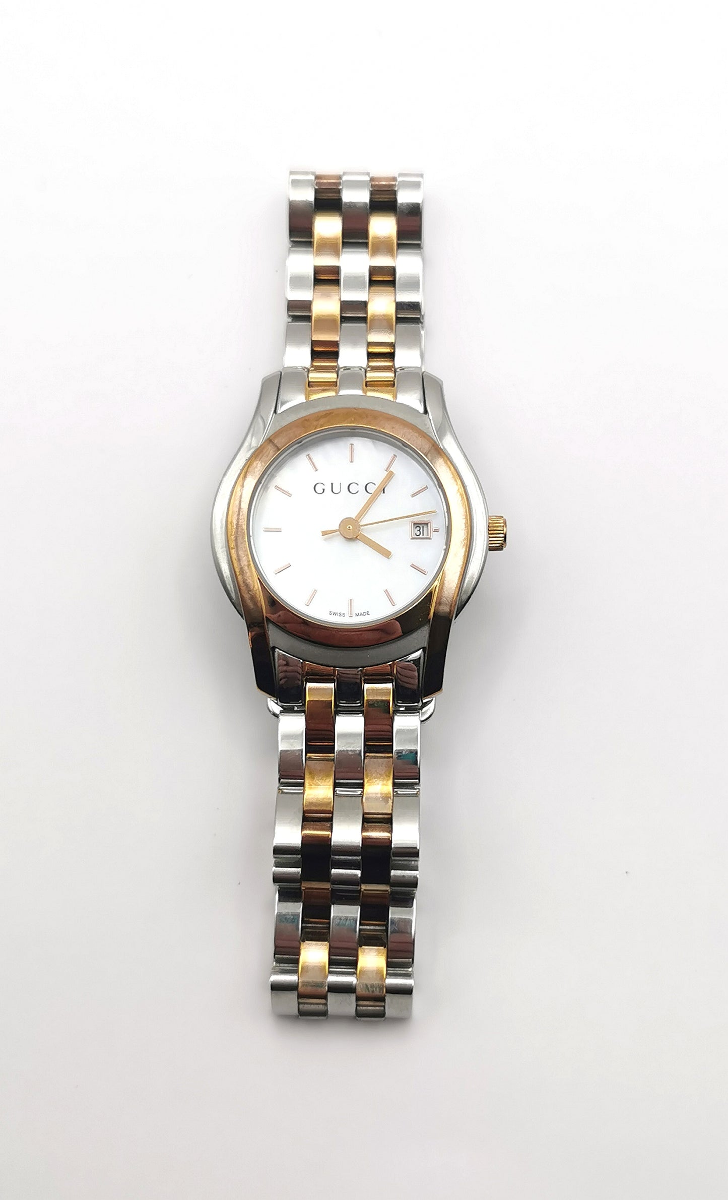 Gucci 5500L Ladies wristwatch, Stainless steel and gold plated