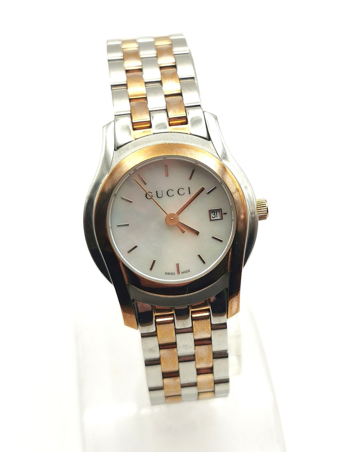 Gucci 5500L Ladies wristwatch, Stainless steel and gold plated