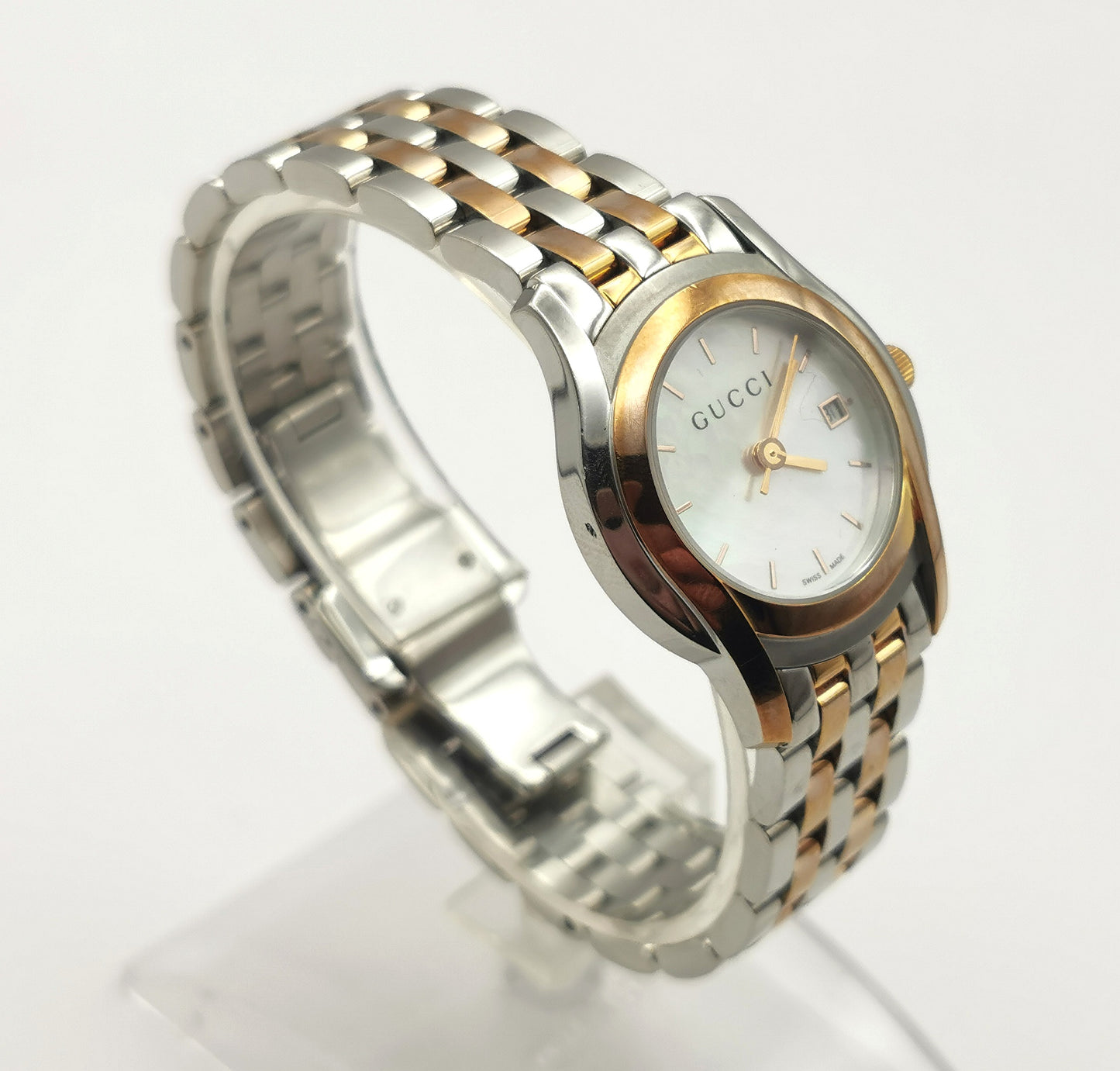 Gucci 5500L Ladies wristwatch, Stainless steel and gold plated