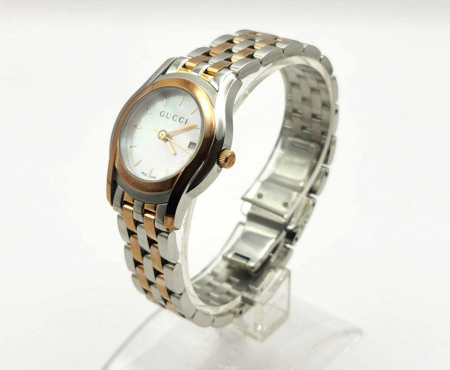 Gucci 5500L Ladies wristwatch, Stainless steel and gold plated