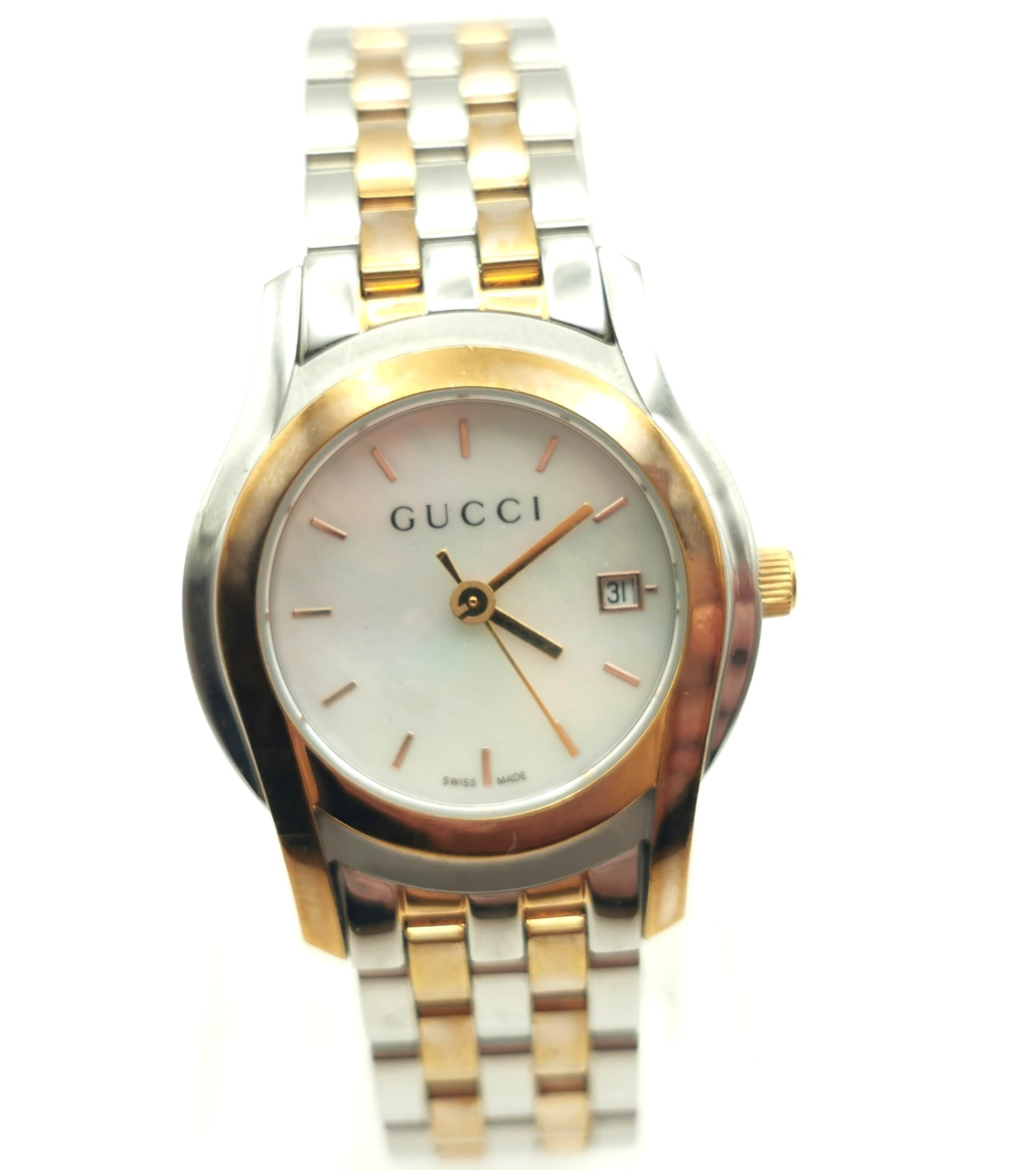 Gucci 5500L Ladies wristwatch, Stainless steel and gold plated