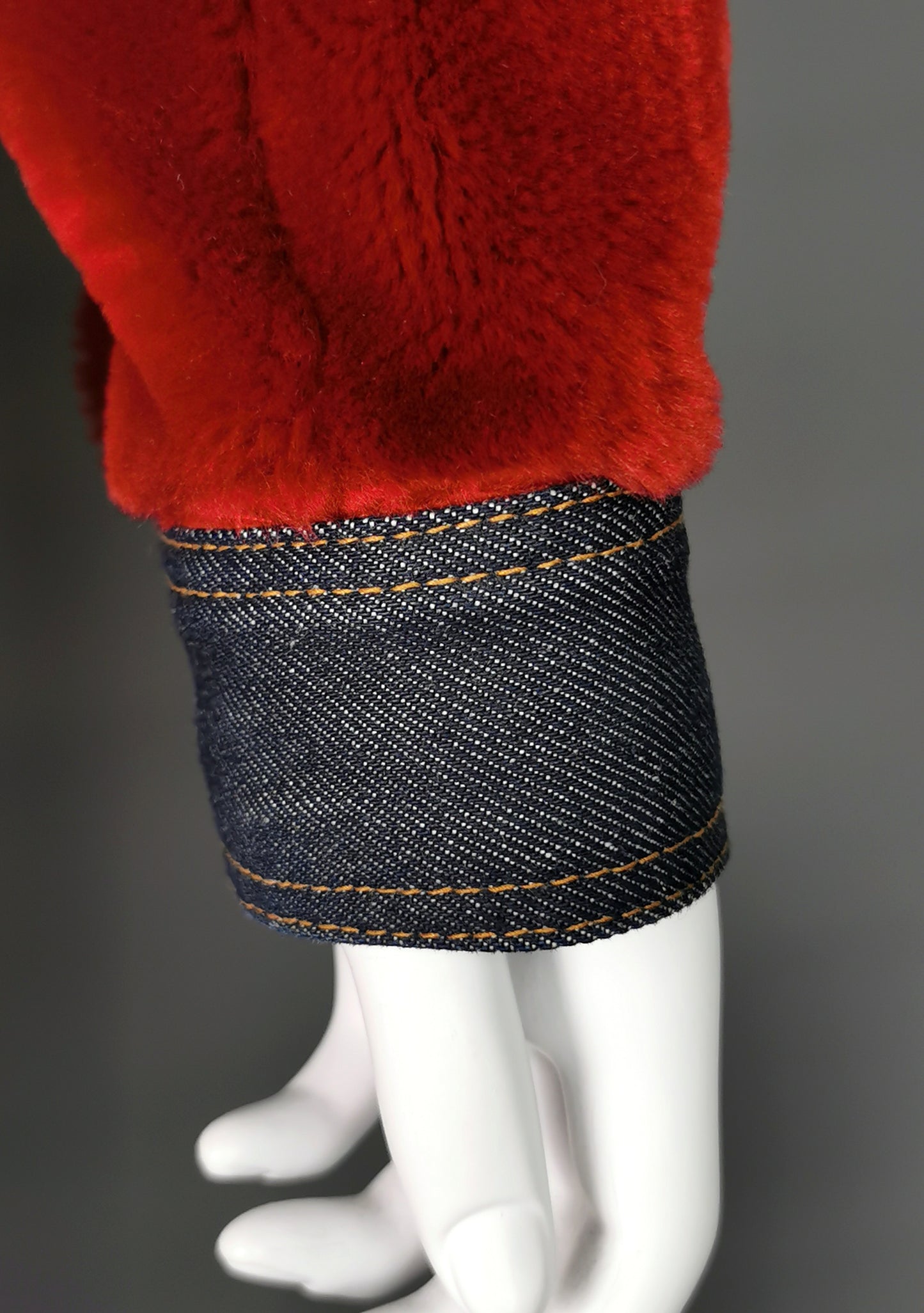 Vintage Dolce and Gabbana cropped red Faux fur jacket