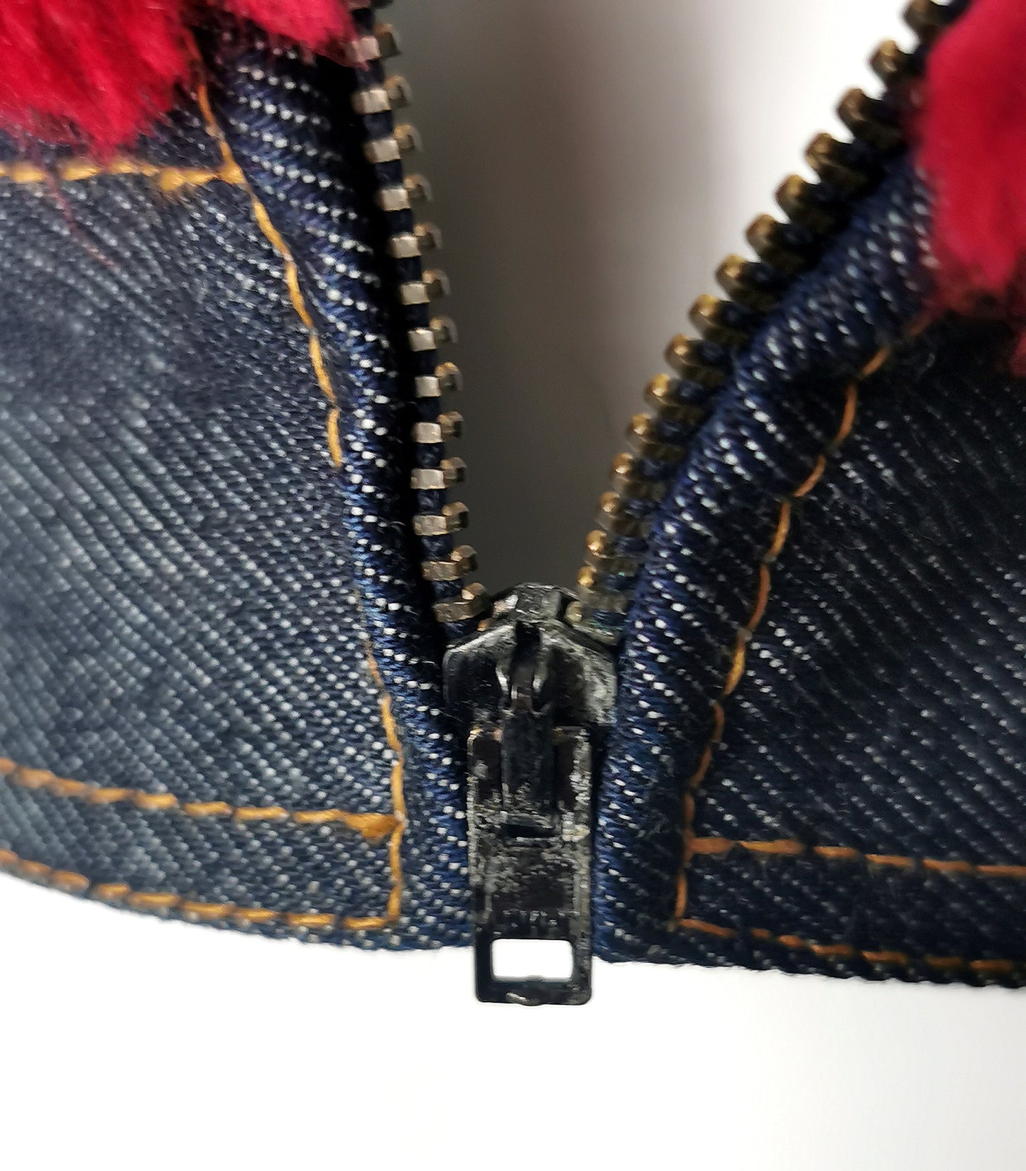 Vintage Dolce and Gabbana cropped red Faux fur jacket