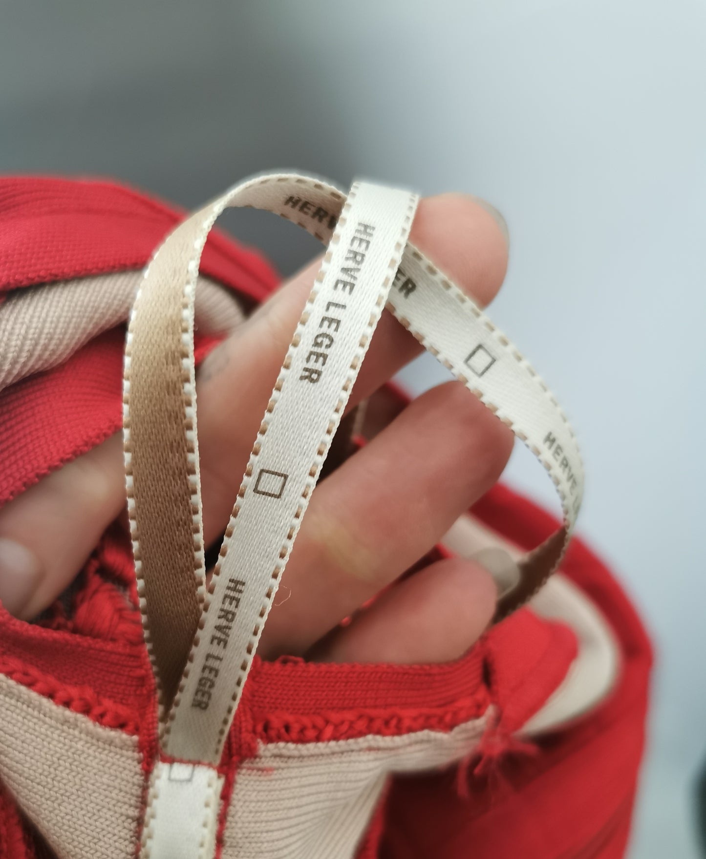 Herve Leger bandage dress, lipstick red, Max Azria