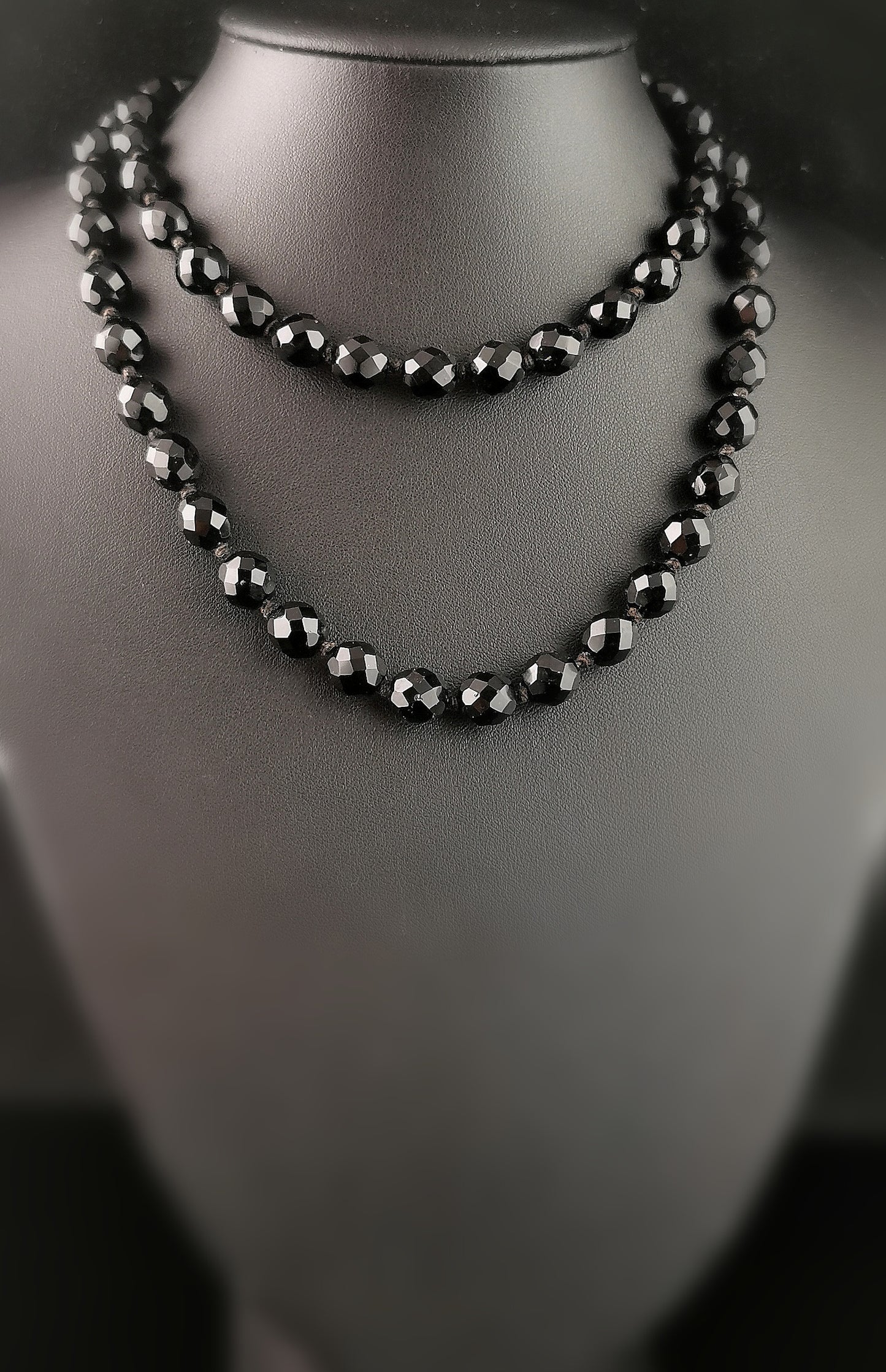 Antique French Jet faceted bead necklace