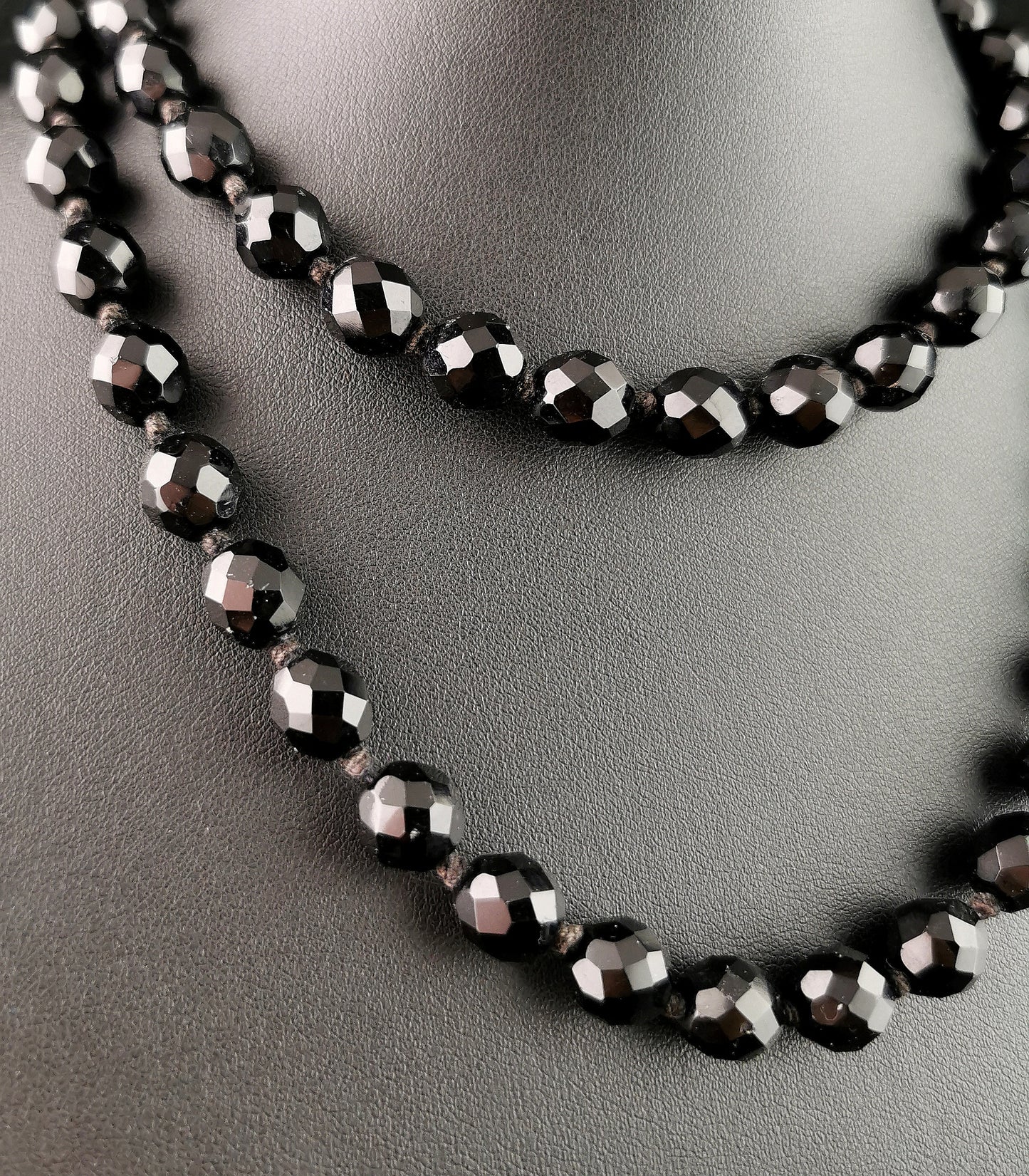 Antique French Jet faceted bead necklace