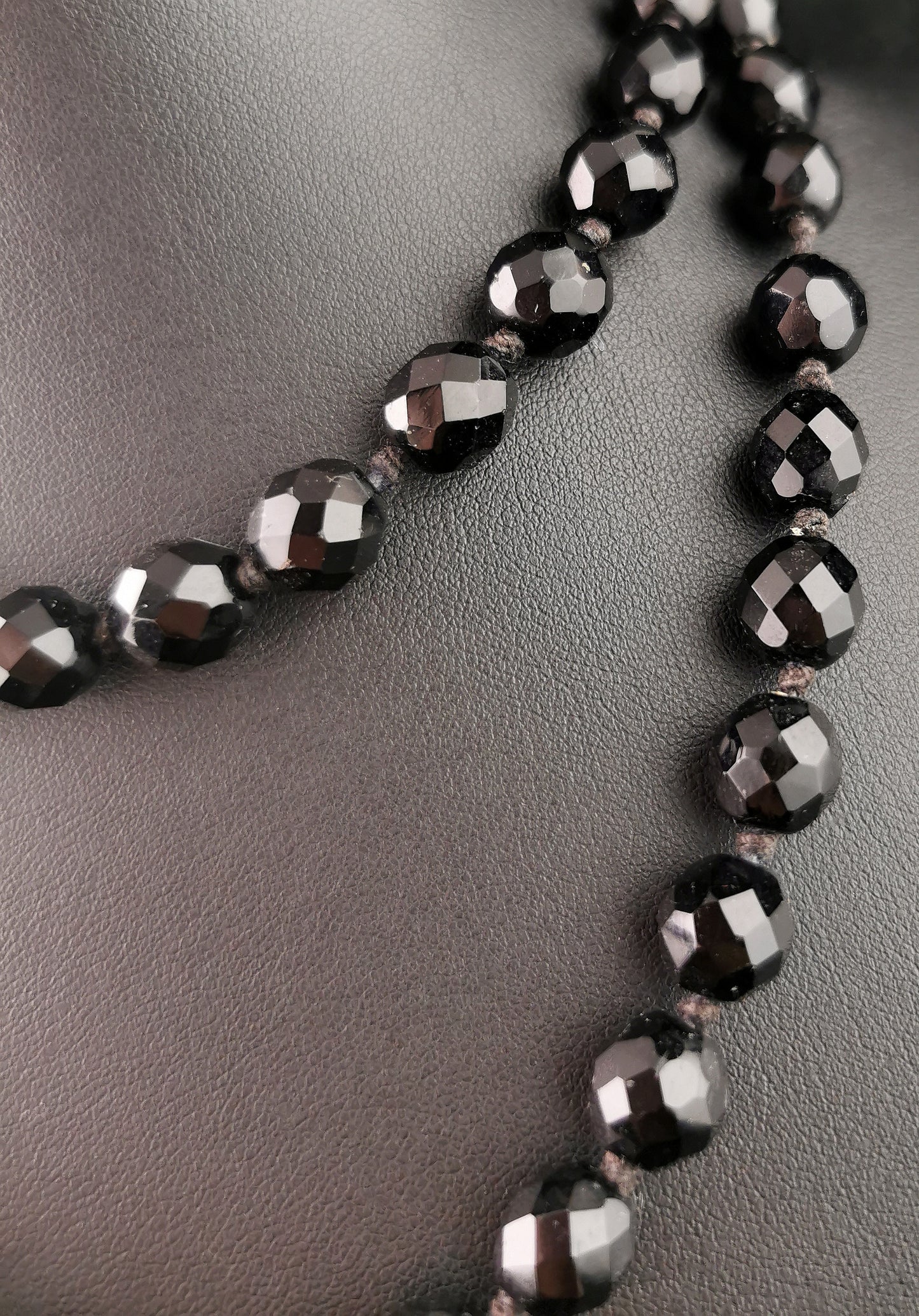 Antique French Jet faceted bead necklace