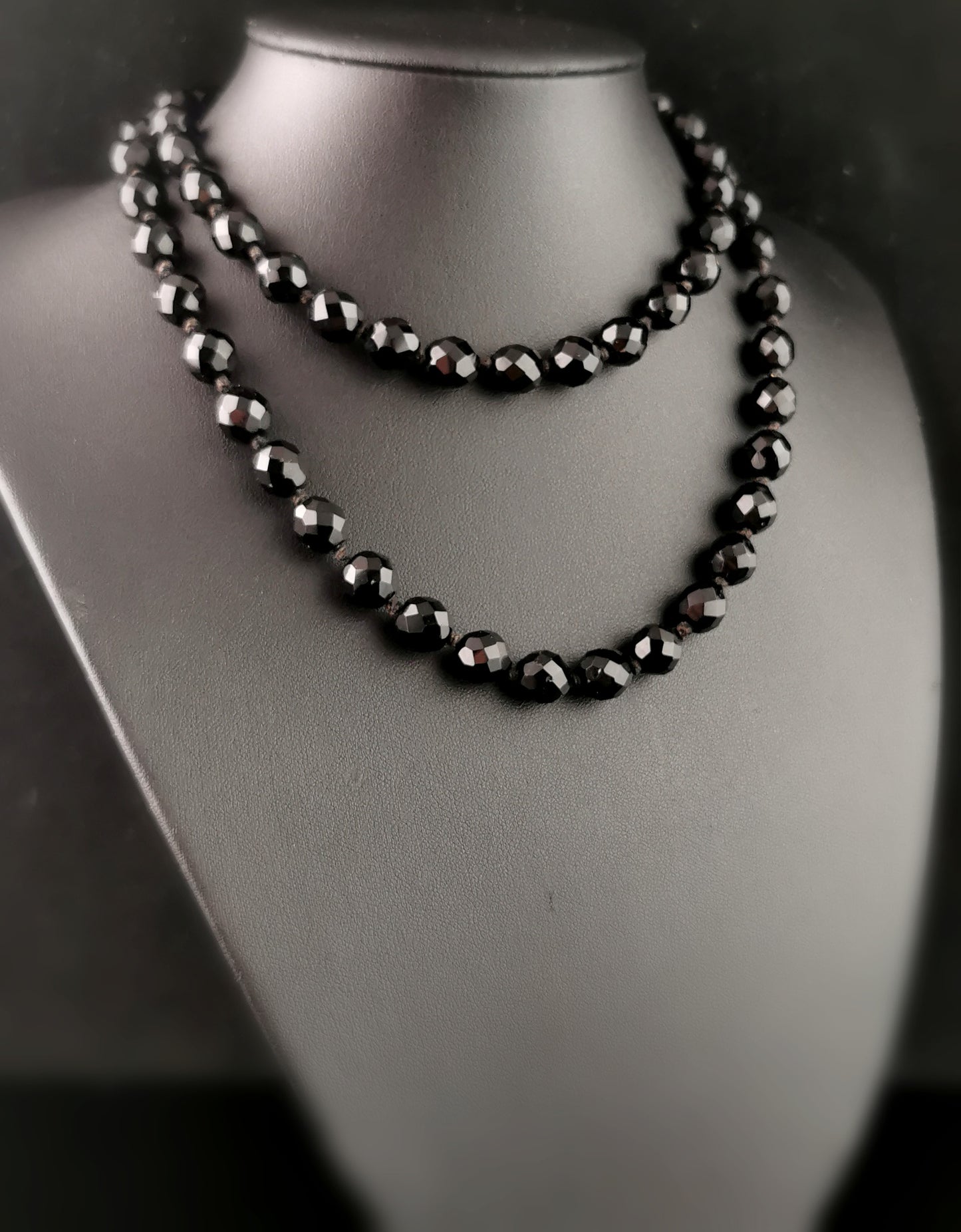 Antique French Jet faceted bead necklace