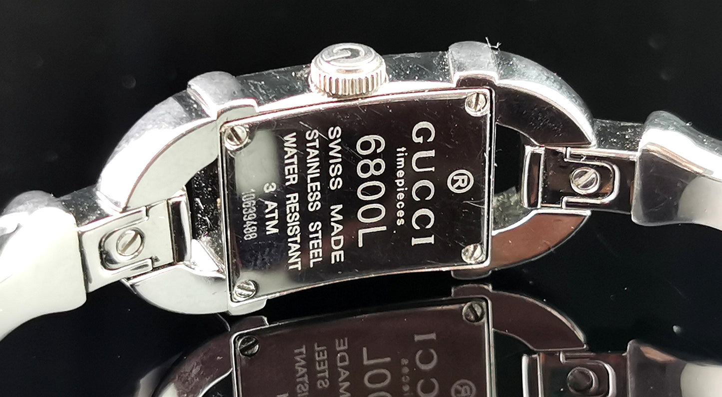 Vintage Gucci 6800l ladies wristwatch, Bamboo bangle strap