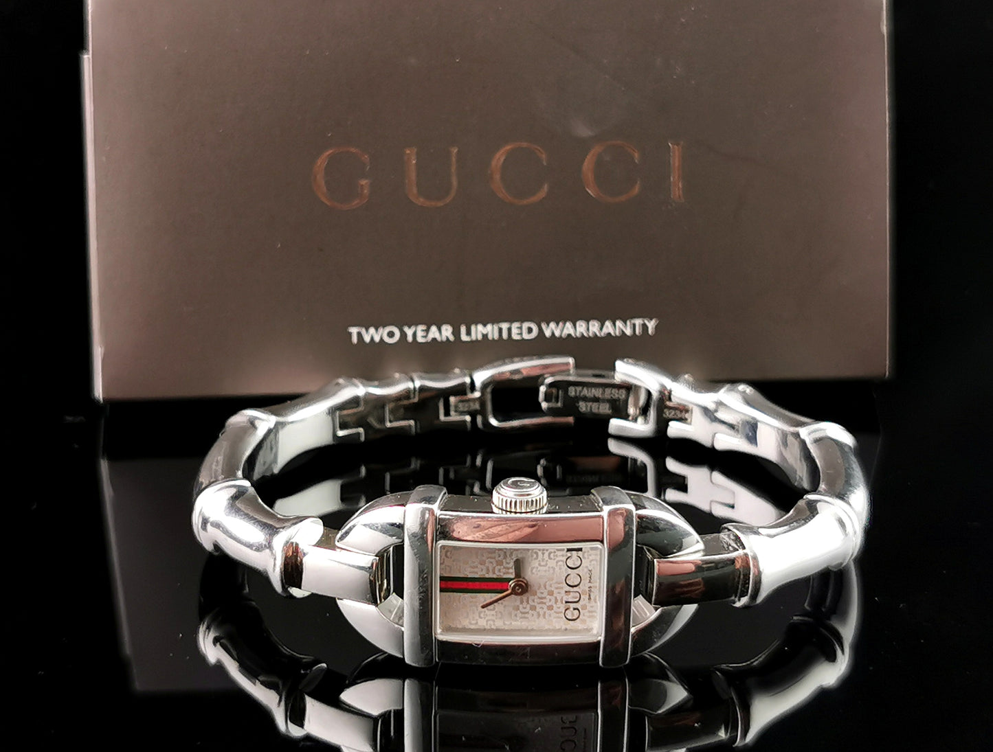 Vintage Gucci 6800l ladies wristwatch, Bamboo bangle strap