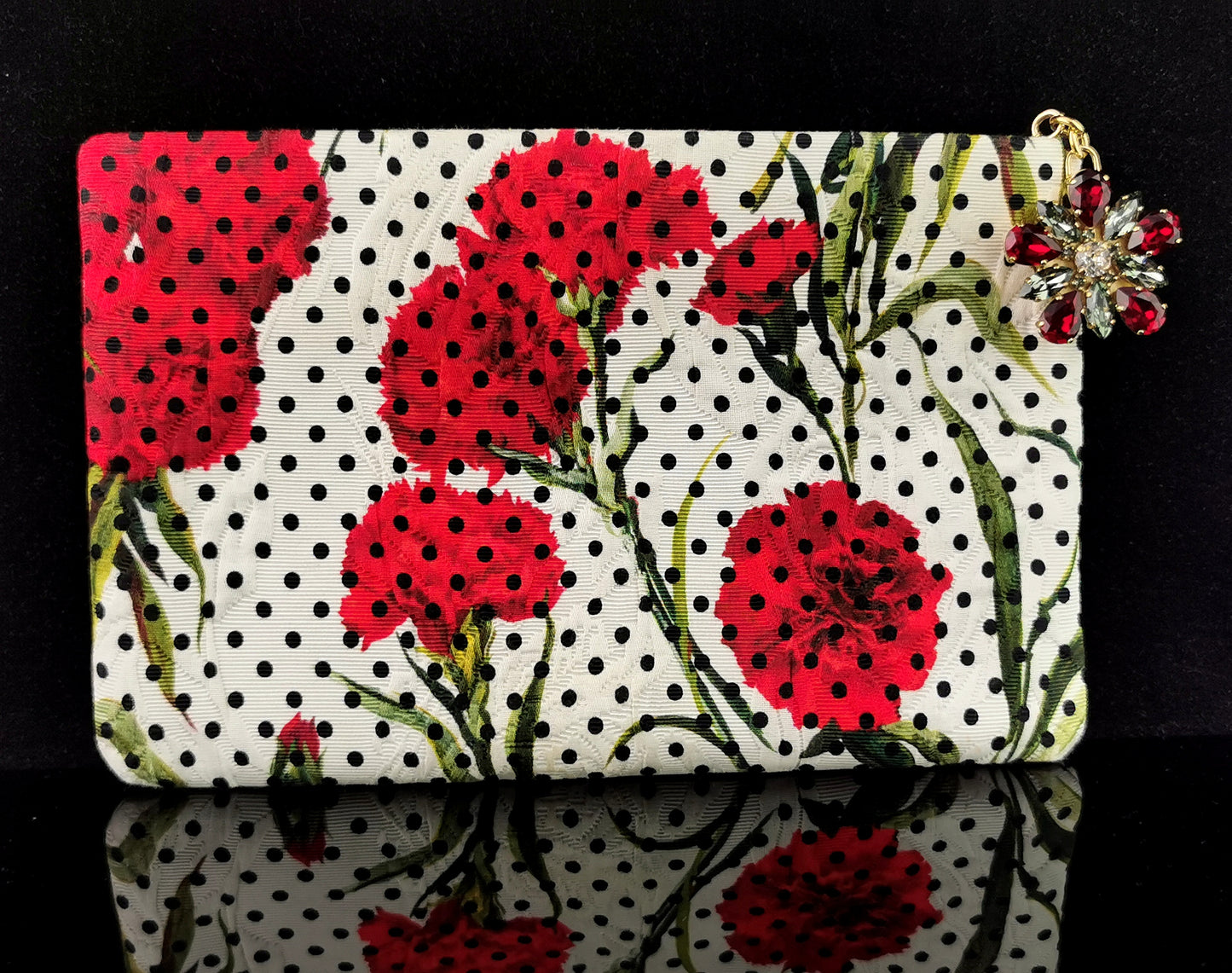 Dolce and Gabbana floral clutch purse, Carnation and Polka dot