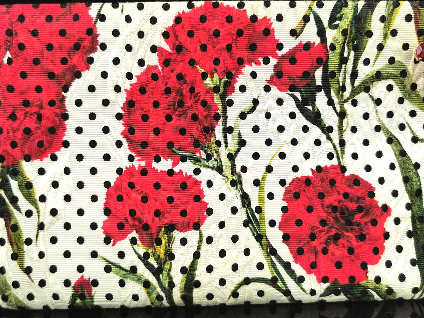 Dolce and Gabbana floral clutch purse, Carnation and Polka dot
