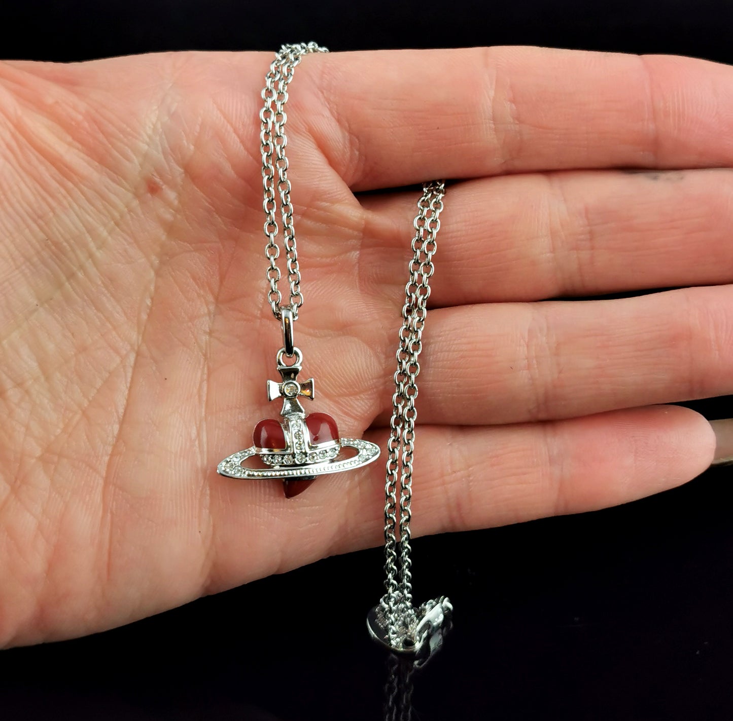 Vintage Vivienne Westwood heart orb pendant necklace, boxed