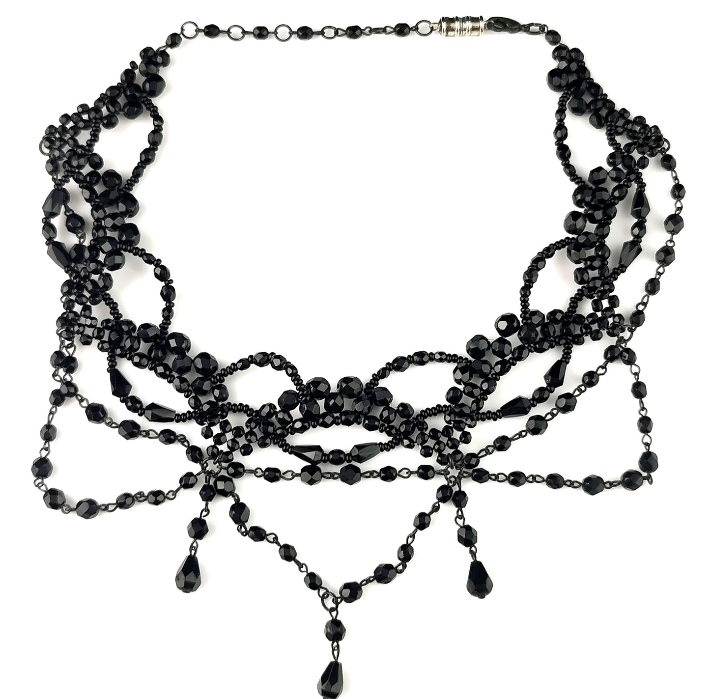 Vintage beaded bib necklace, choker, Art Deco