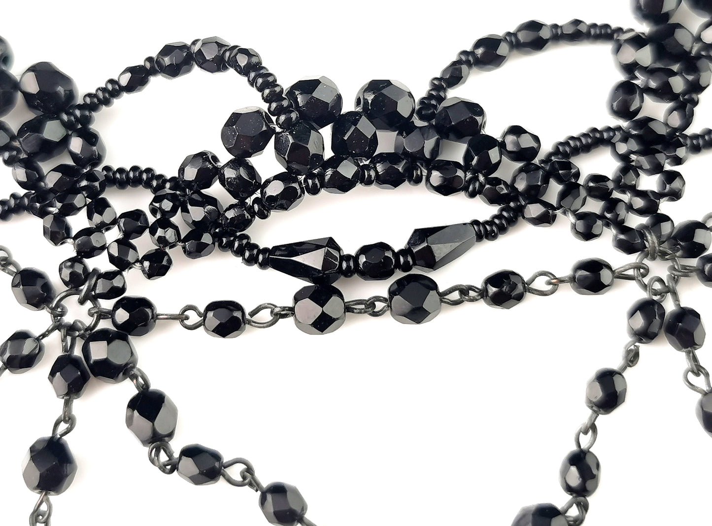 Vintage beaded bib necklace, choker, Art Deco