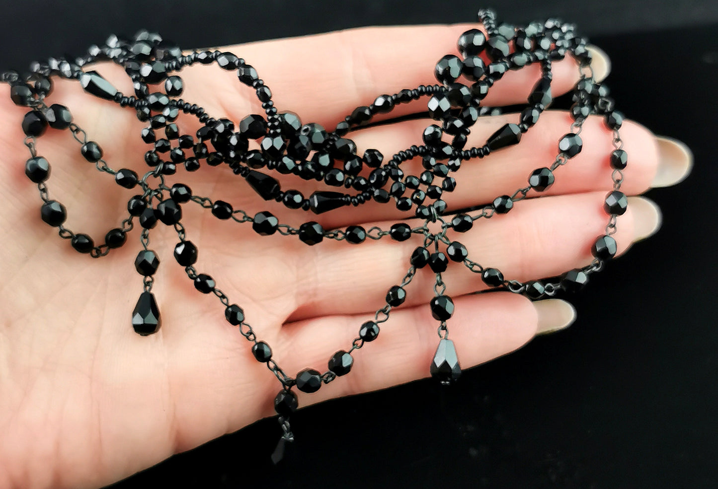 Vintage beaded bib necklace, choker, Art Deco