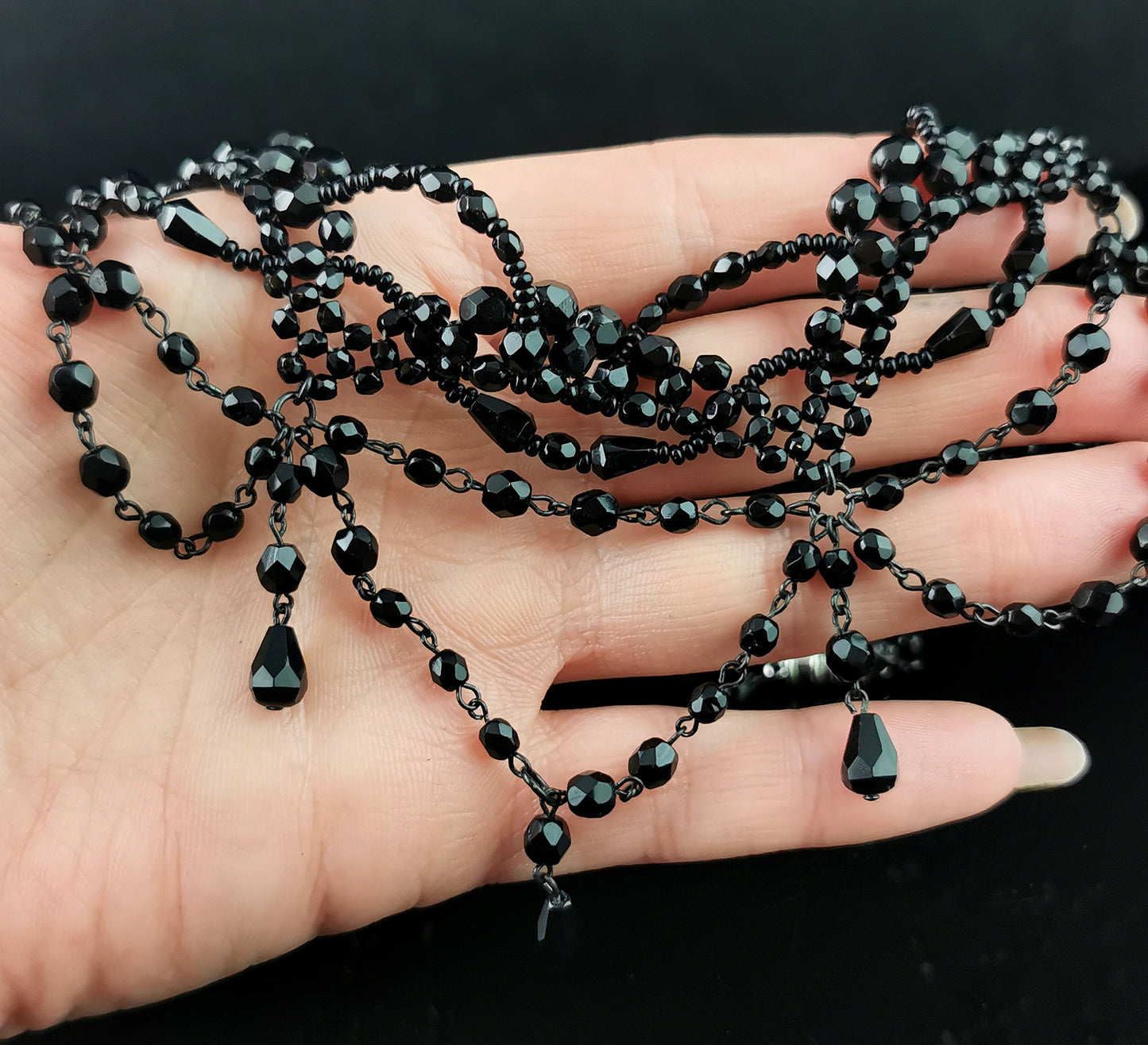 Vintage beaded bib necklace, choker, Art Deco