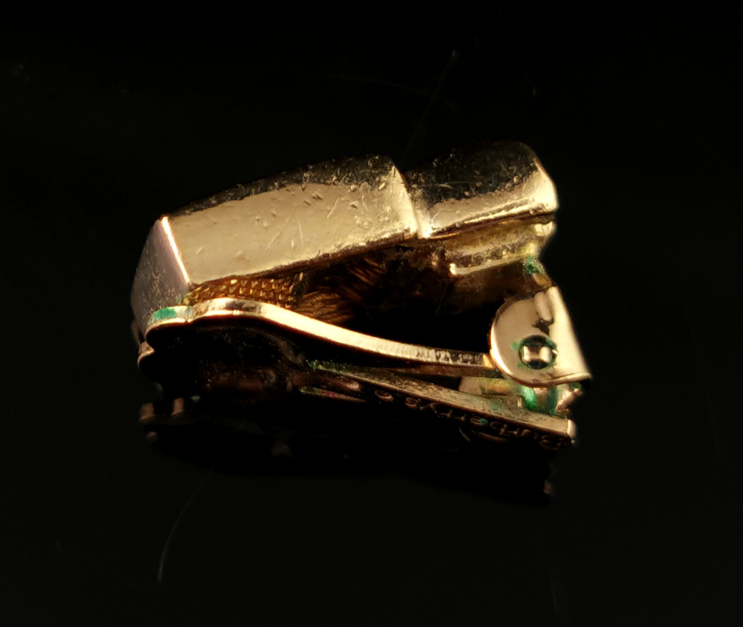 Vintage Burberry check clip on earrings, Gold tone