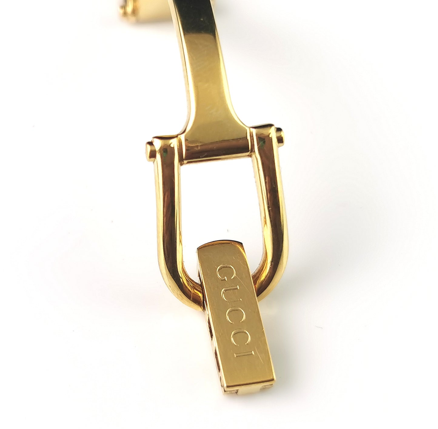 Vintage Gucci 1500l gold plated ladies wristwatch, Horsebit bangle strap