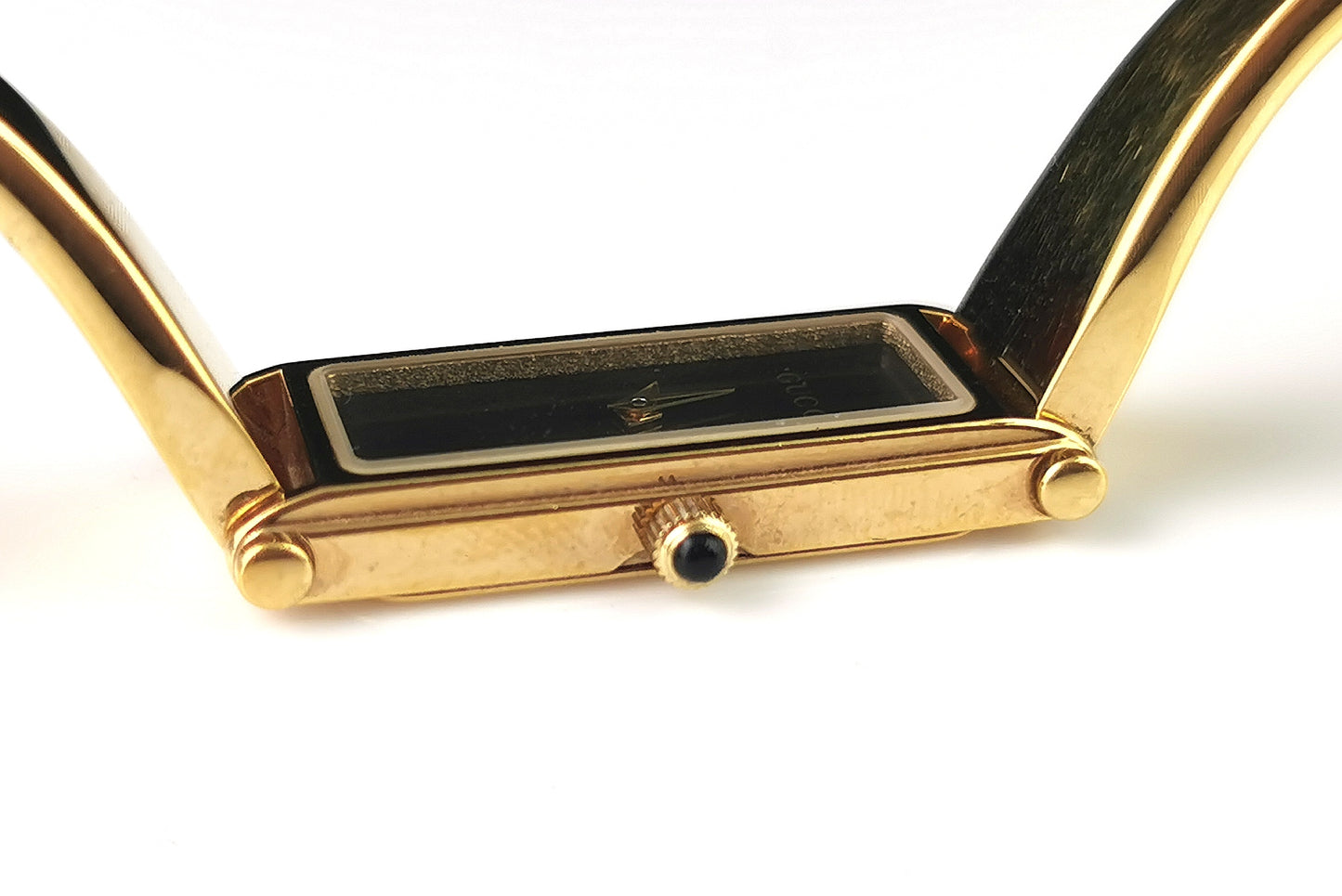 Vintage Gucci 1500l gold plated ladies wristwatch, Horsebit bangle strap