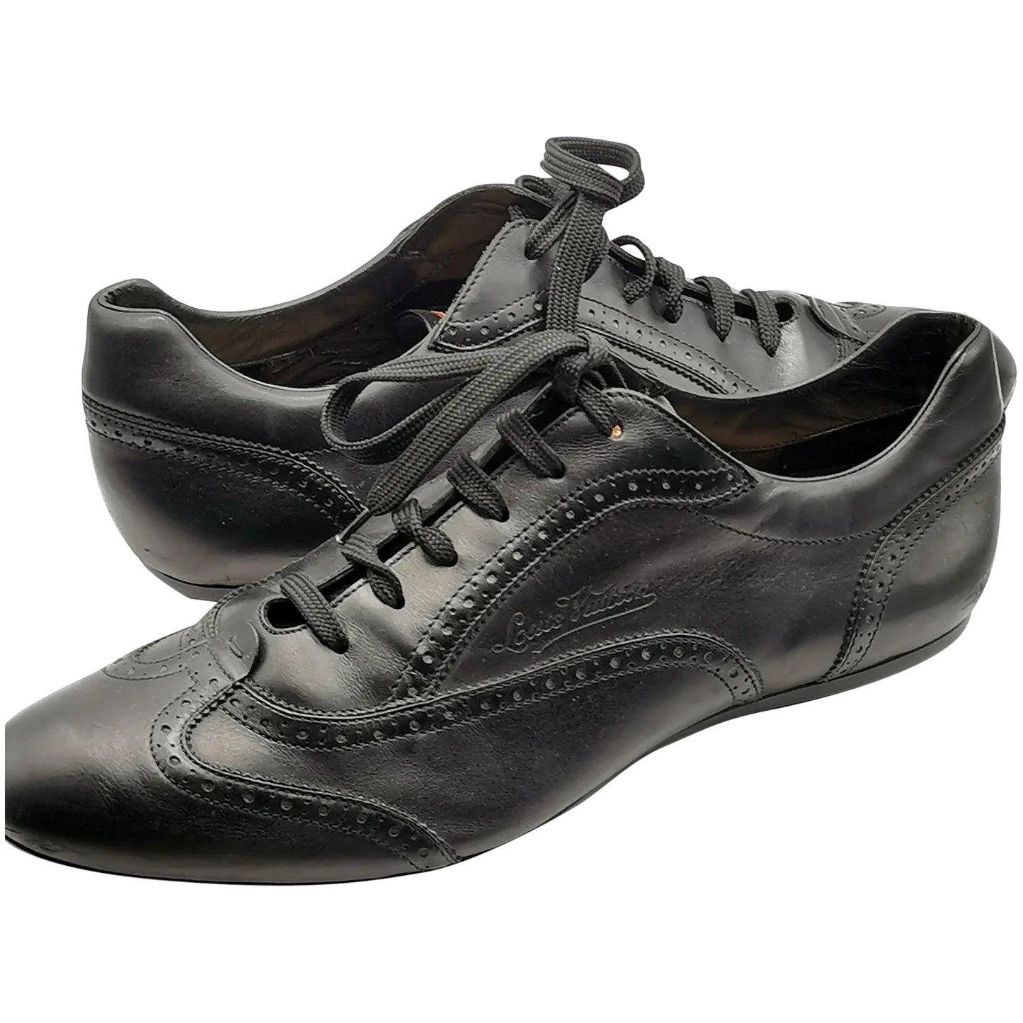 Louis Vuitton black leather lace up brogue style sneakers