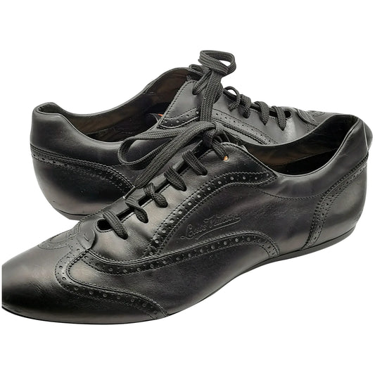 Louis Vuitton black leather lace up brogue style sneakers