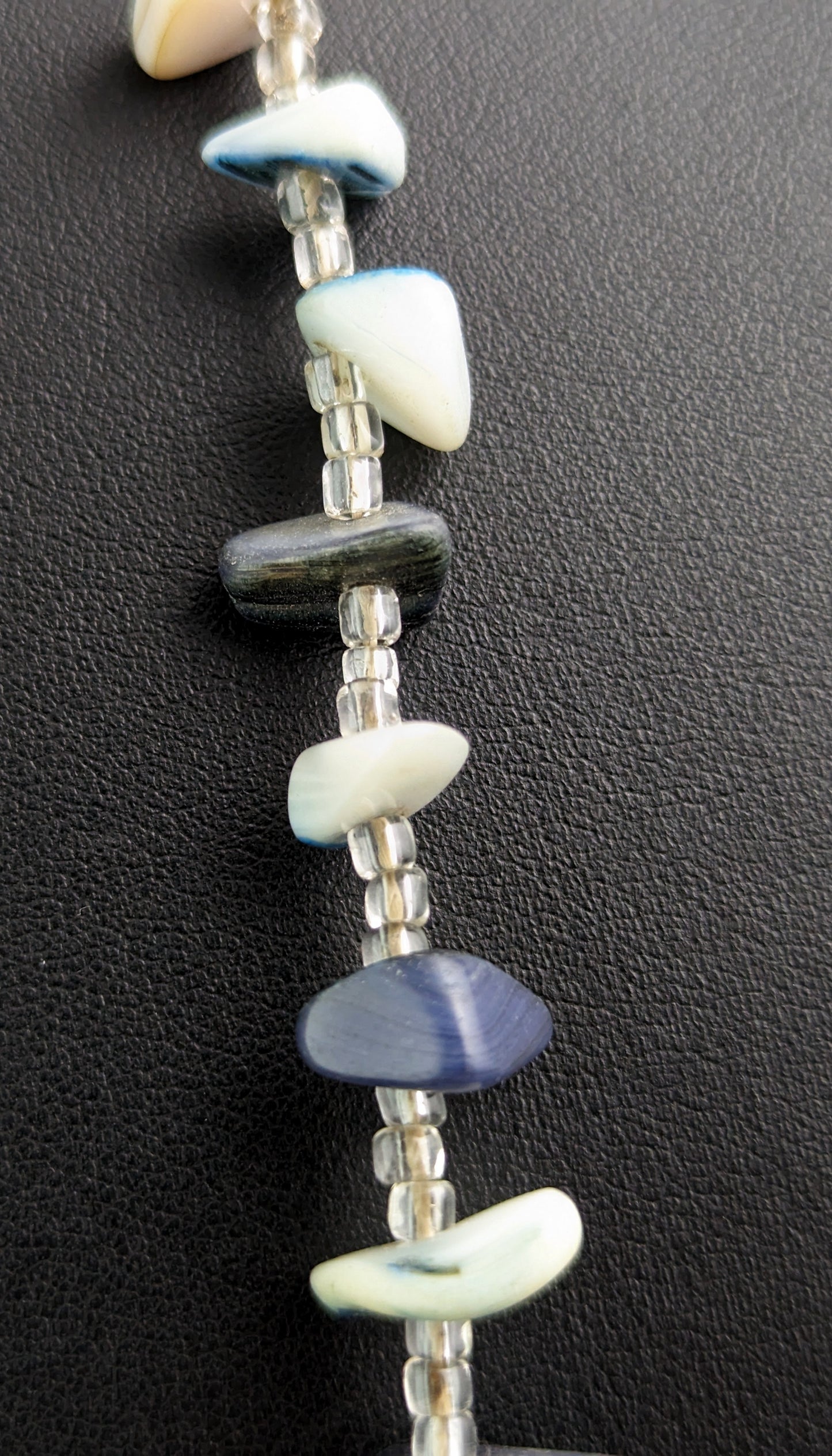 Vintage sea glass necklace, blue tones
