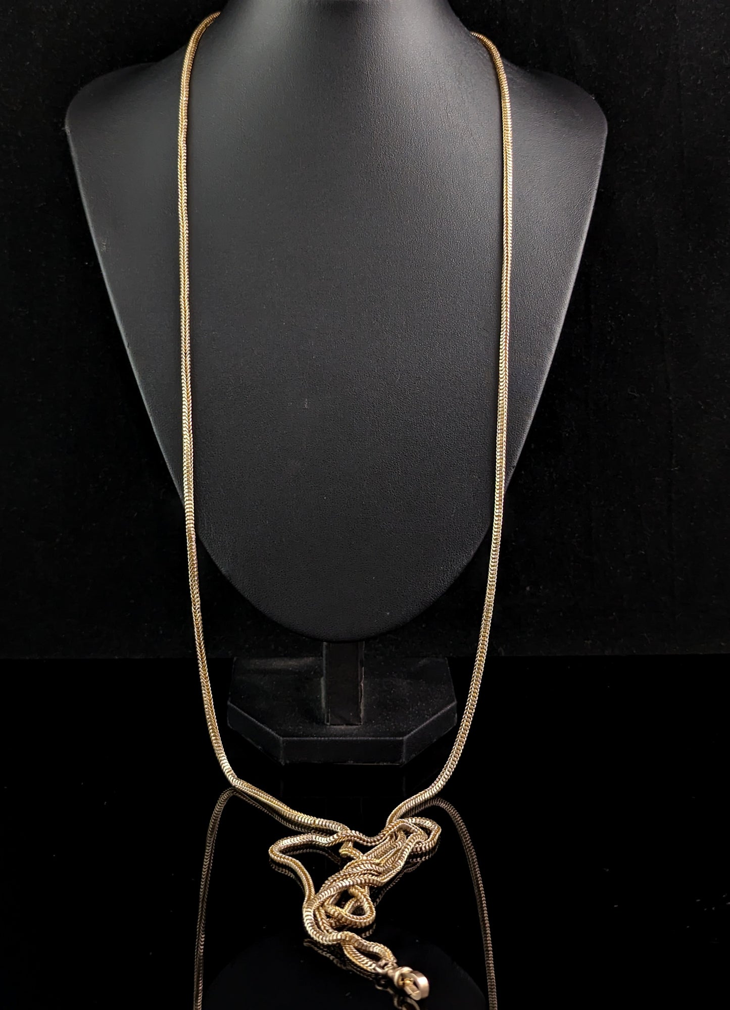 Antique Victorian gilt metal longuard chain necklace, muff chain