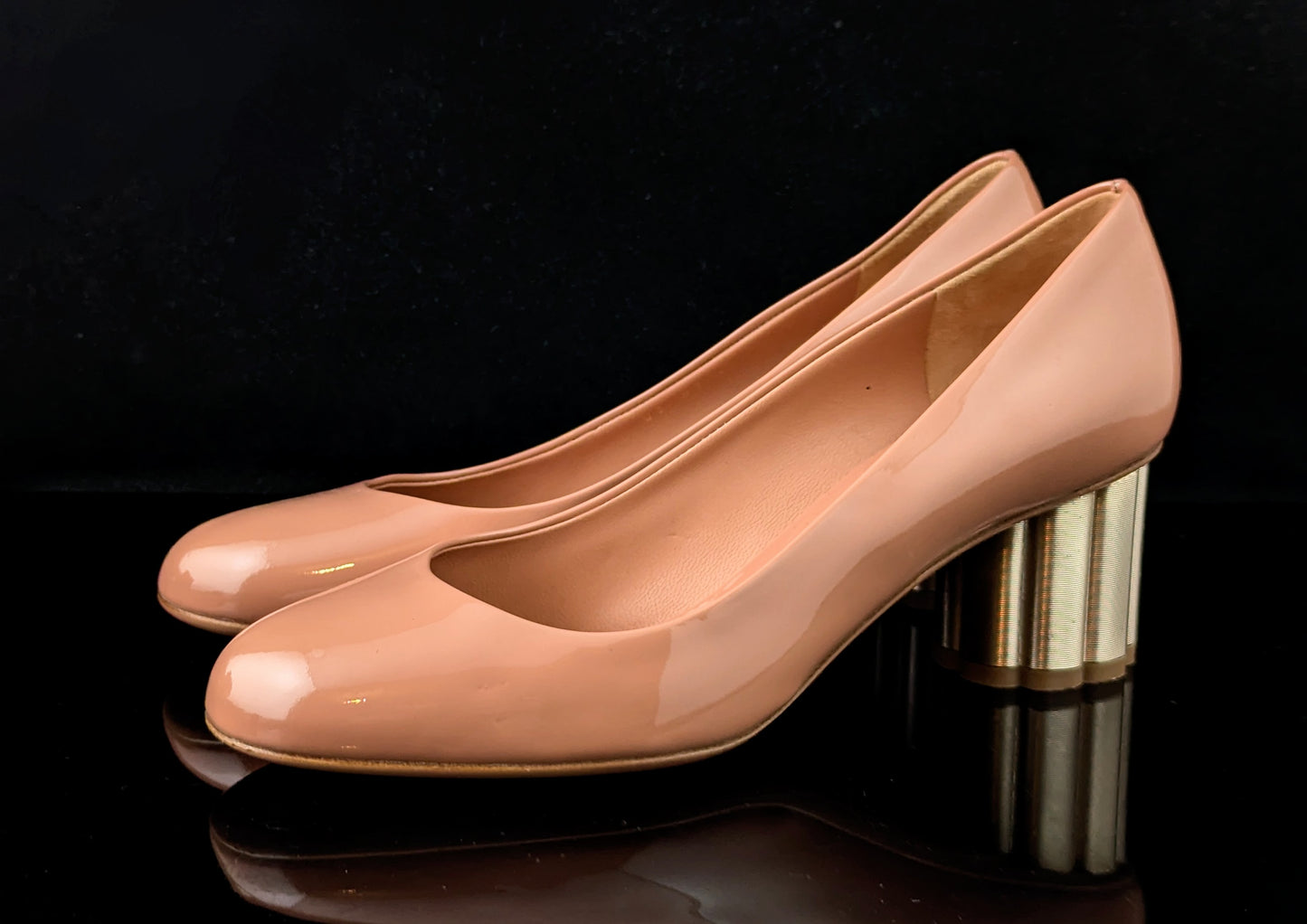 Salvatore Ferragamo blush pink patent leather heeled pumps, shoes