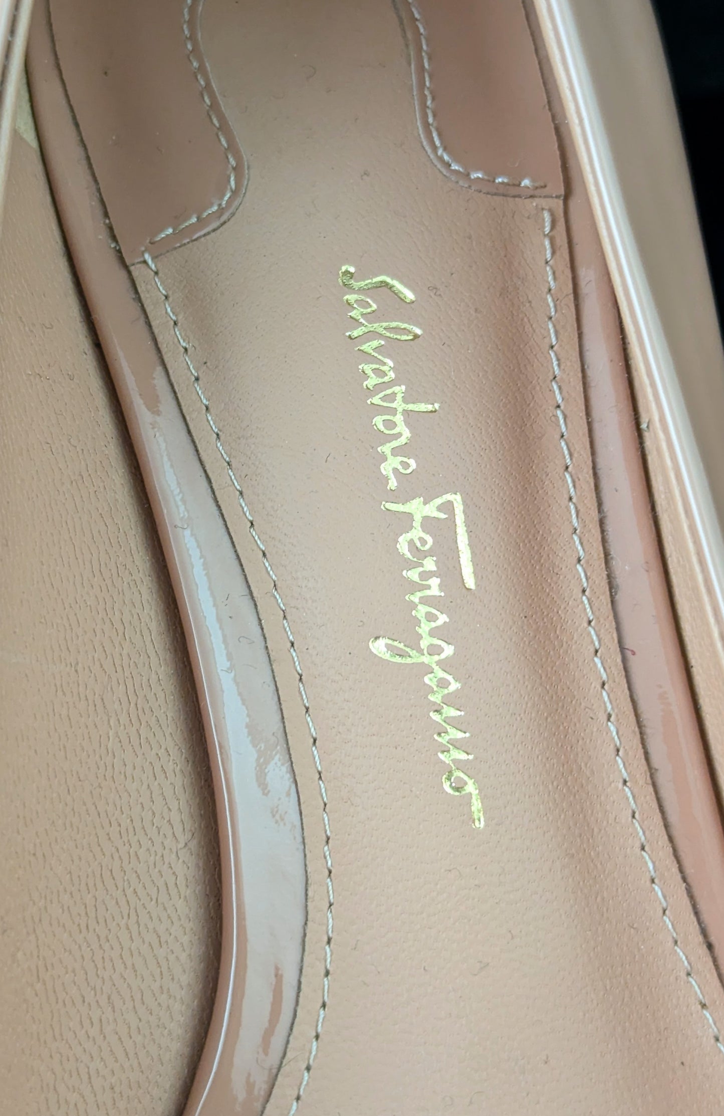 Salvatore Ferragamo blush pink patent leather heeled pumps, shoes