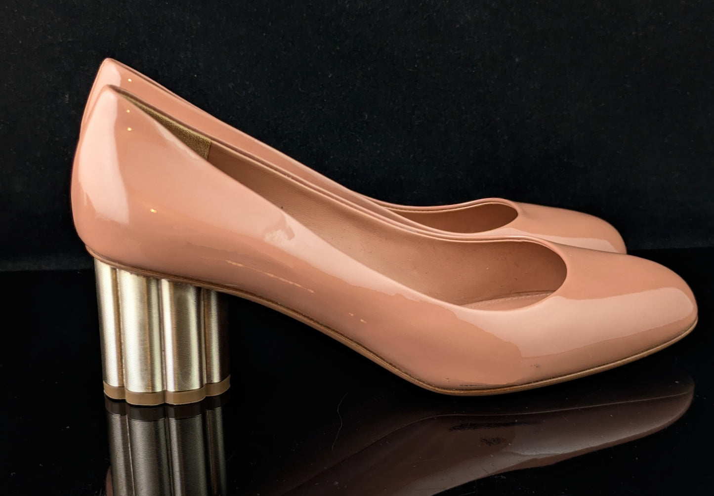 Salvatore Ferragamo blush pink patent leather heeled pumps, shoes