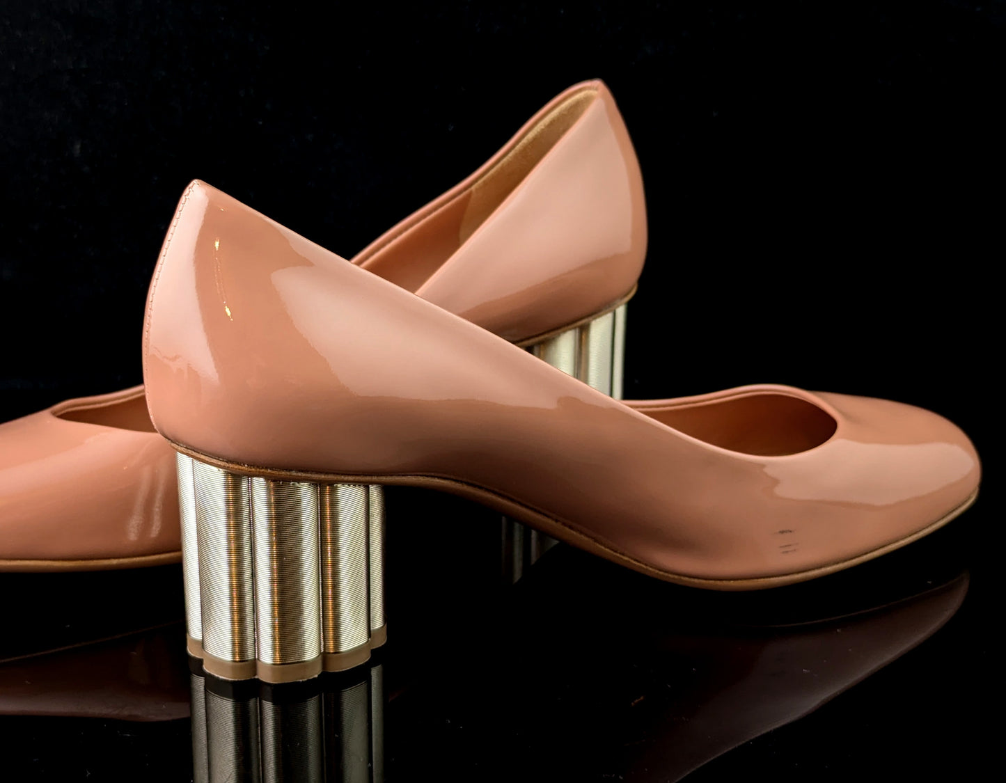Salvatore Ferragamo blush pink patent leather heeled pumps, shoes