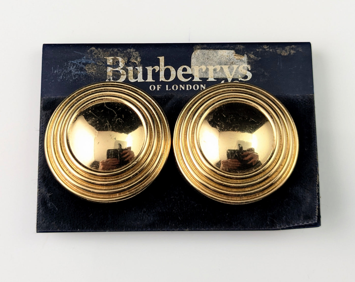 Vintage Burberry clip on earrings, Gold tone