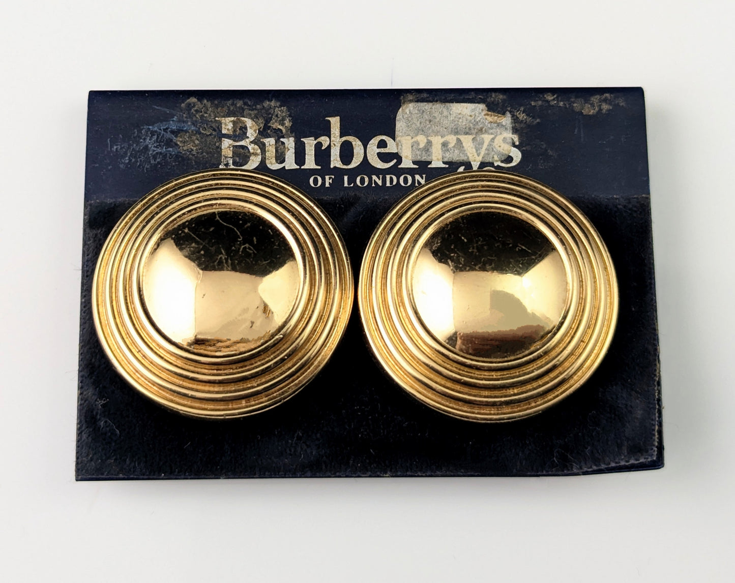 Vintage Burberry clip on earrings, Gold tone