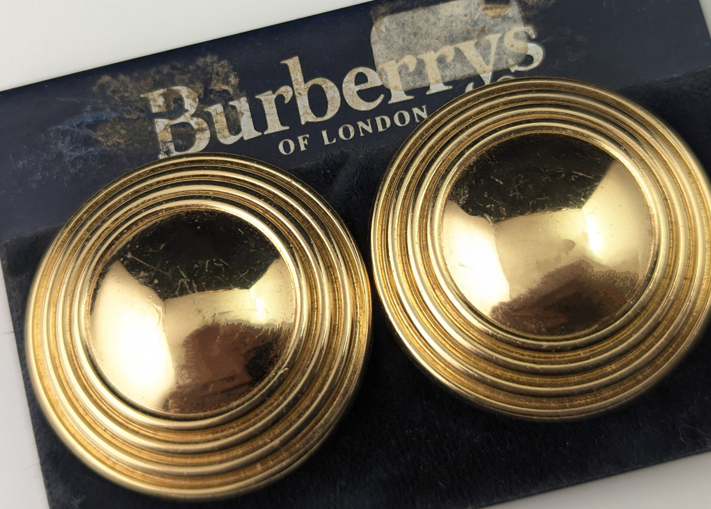 Vintage Burberry clip on earrings, Gold tone