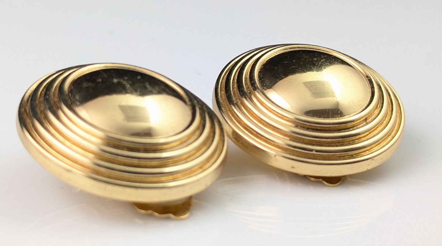 Vintage Burberry clip on earrings, Gold tone