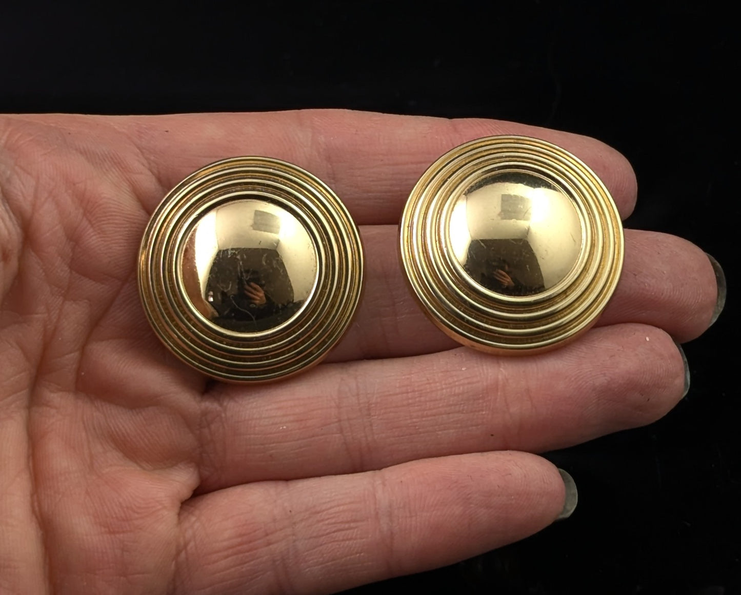 Vintage Burberry clip on earrings, Gold tone