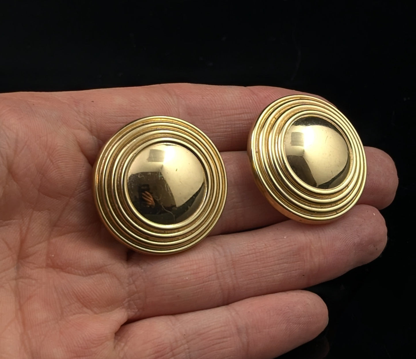 Vintage Burberry clip on earrings, Gold tone
