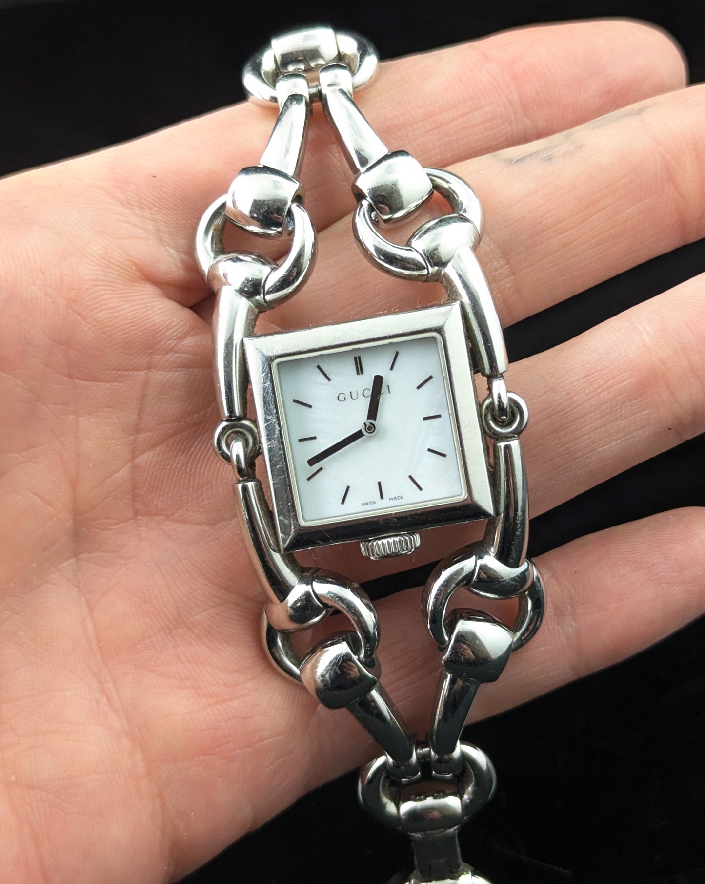 Vintage Gucci Signoria ladies wristwatch, horsebit bracelet strap