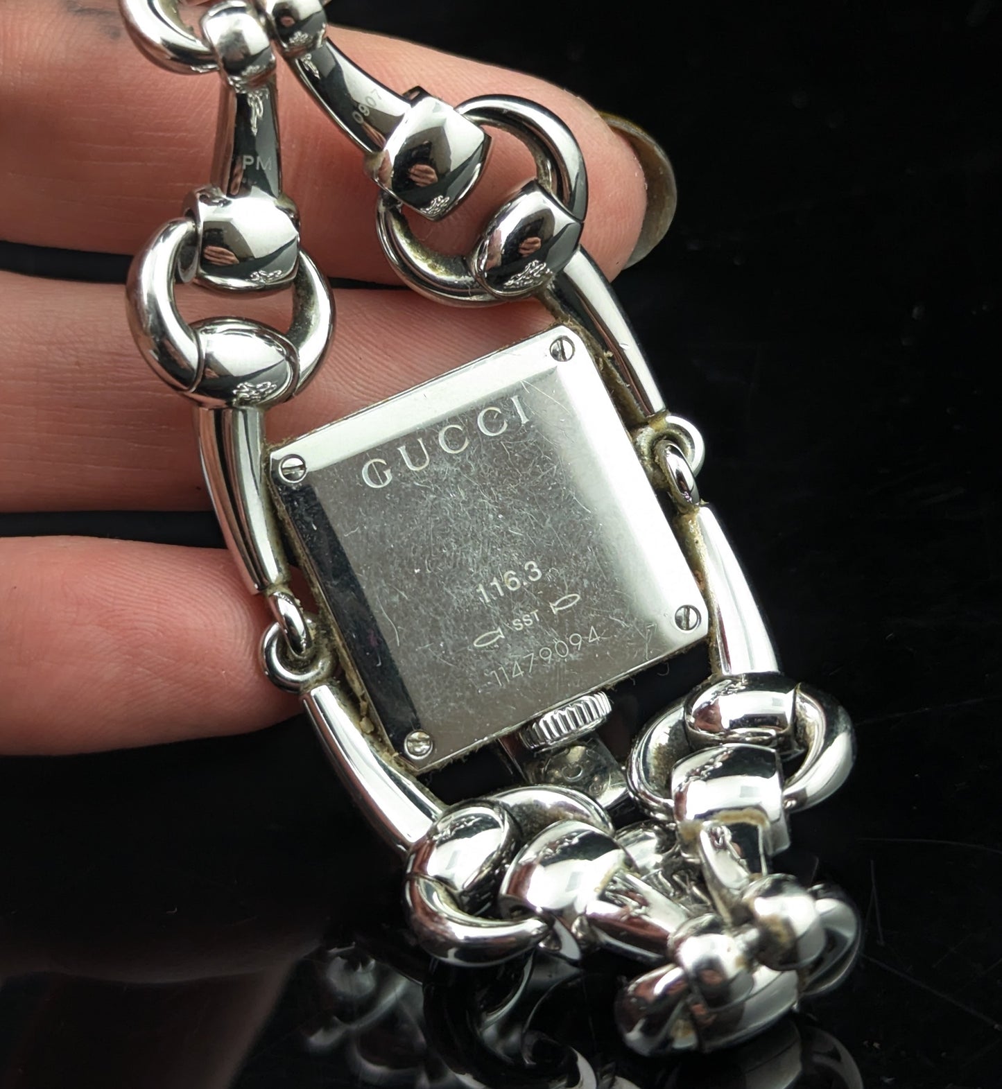 Vintage Gucci Signoria ladies wristwatch, horsebit bracelet strap