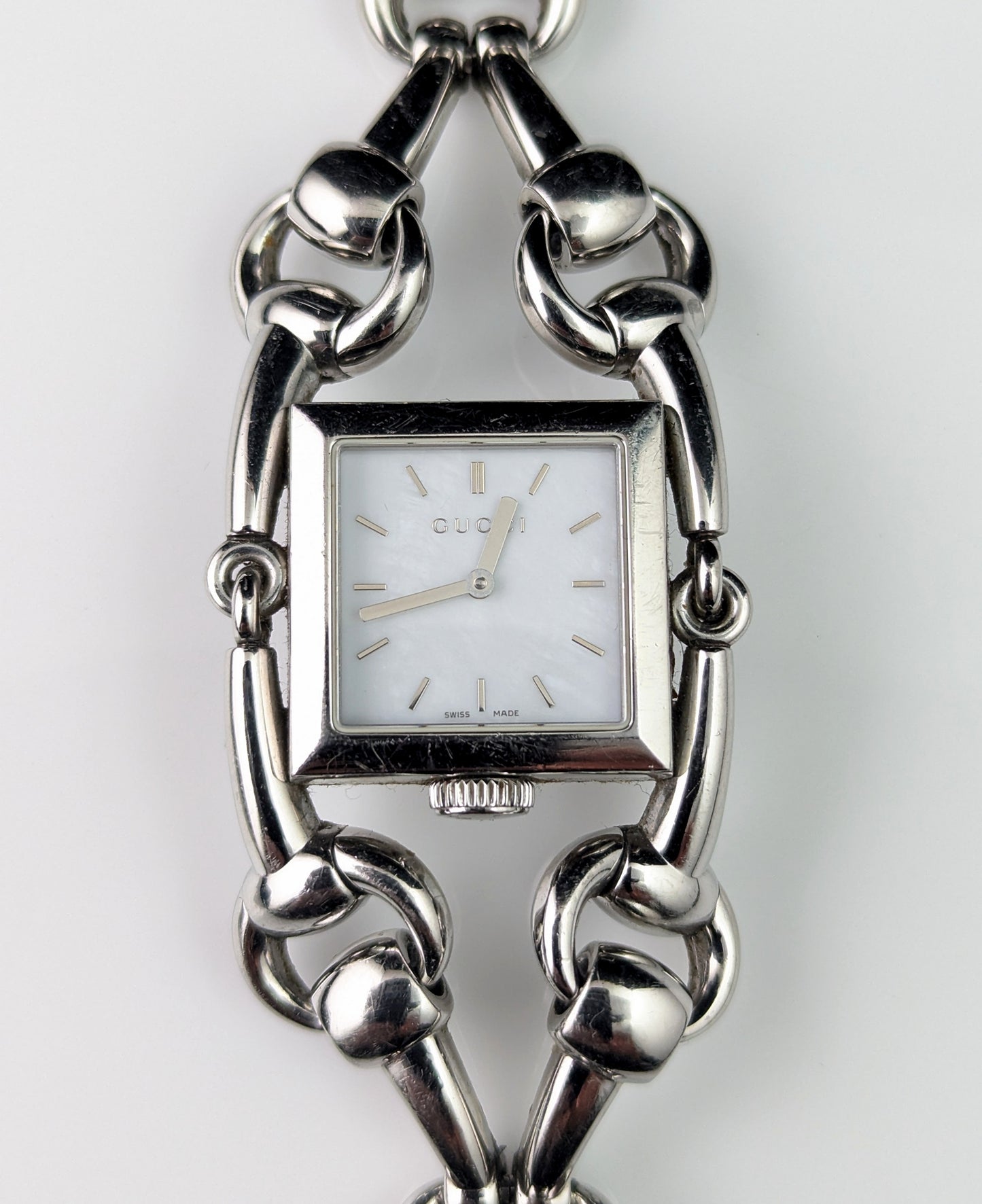 Vintage Gucci Signoria ladies wristwatch, horsebit bracelet strap