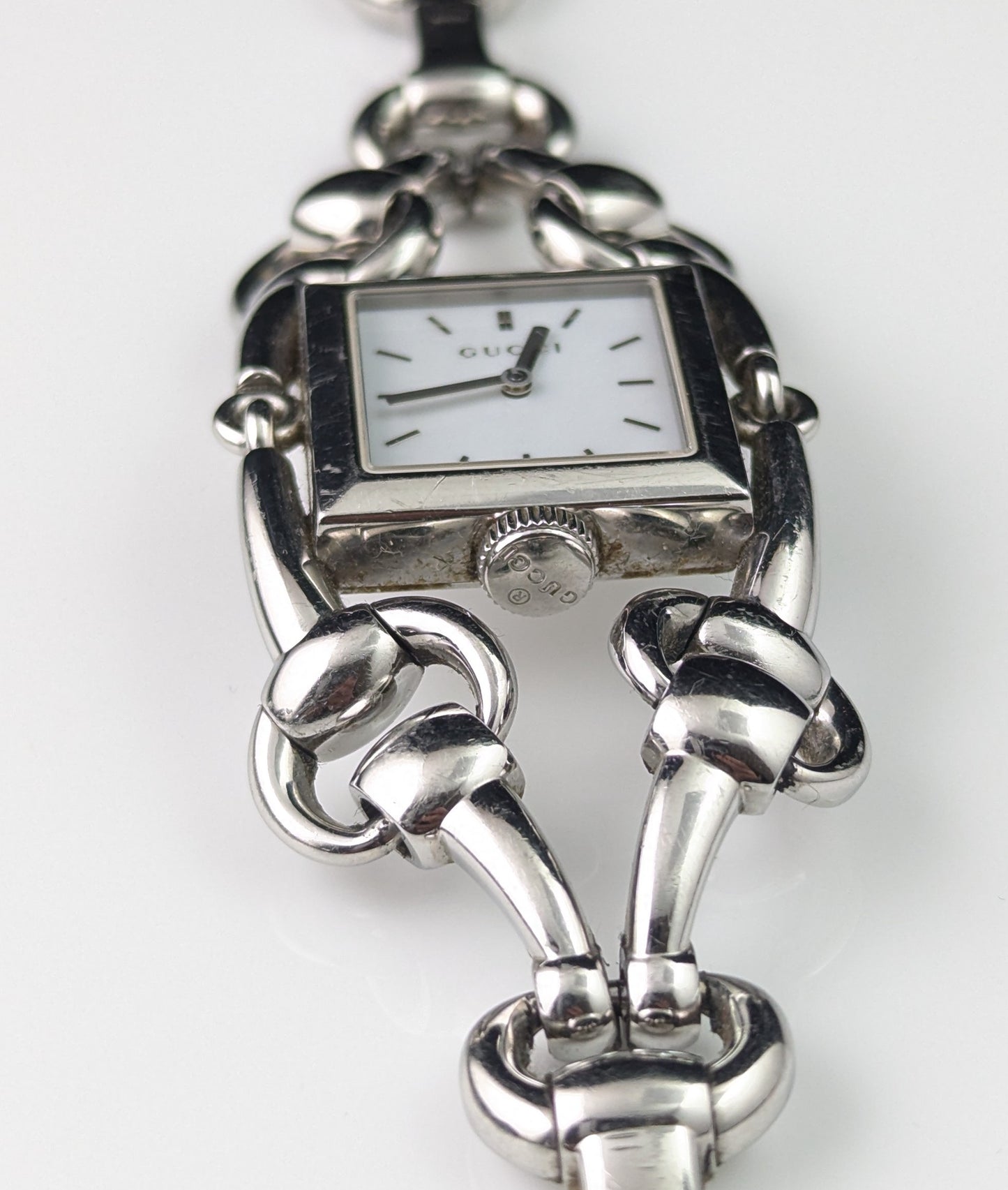 Vintage Gucci Signoria ladies wristwatch, horsebit bracelet strap