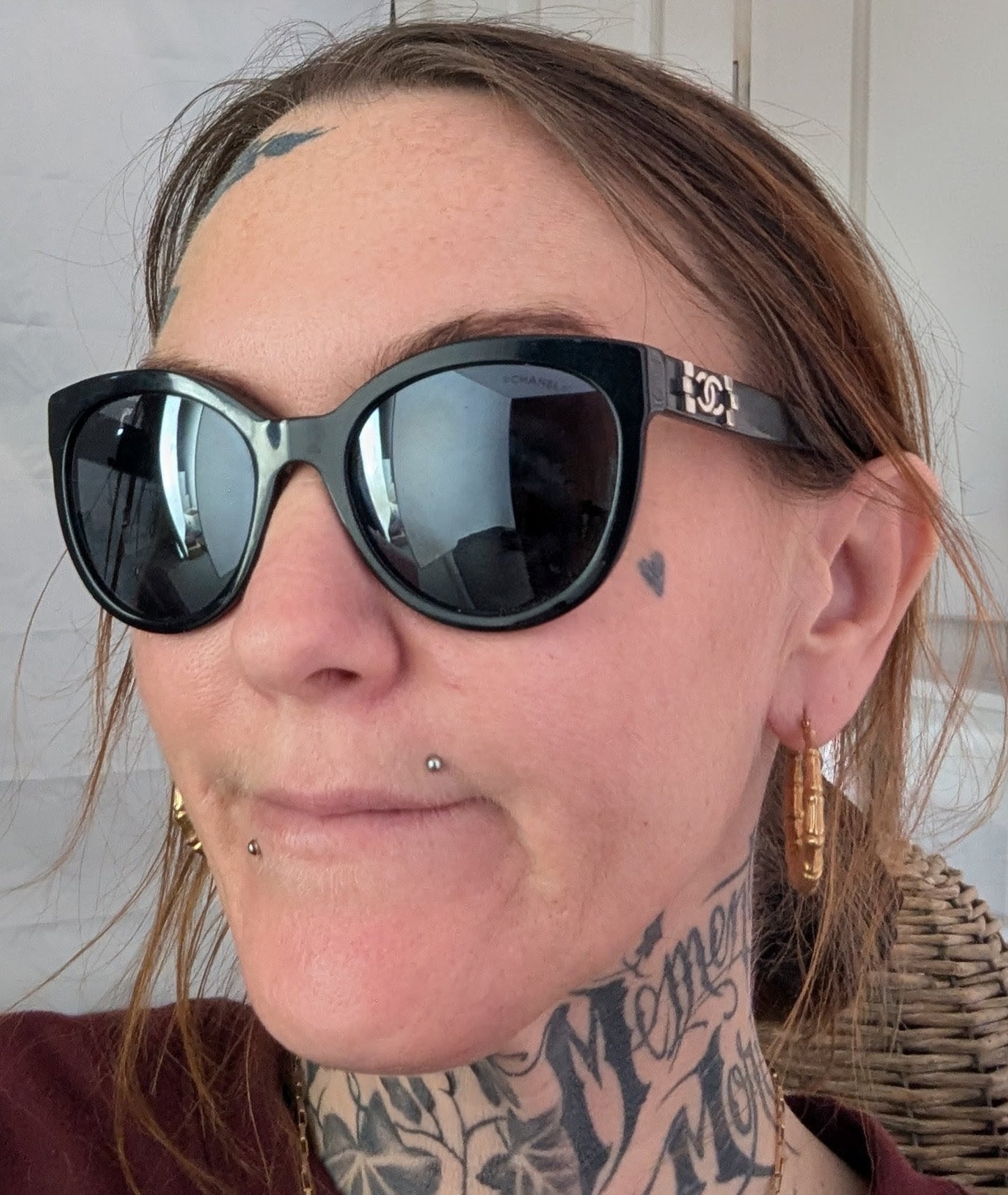 Chanel oversized sunglasses, black, cased